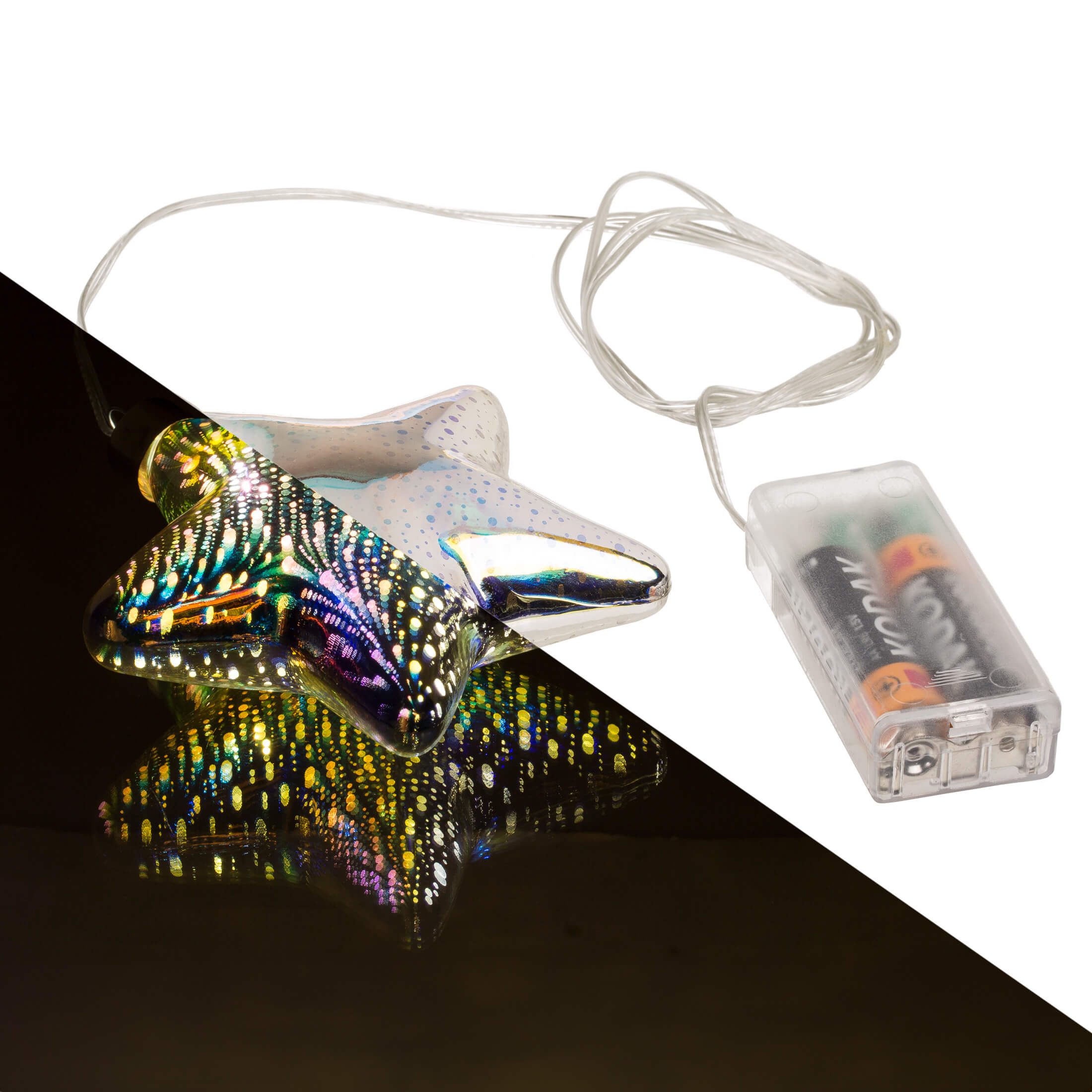 Out of the Blue LED Dekolicht 3D LED Glas Stern 10cm mit Timer Batteriebetr günstig online kaufen