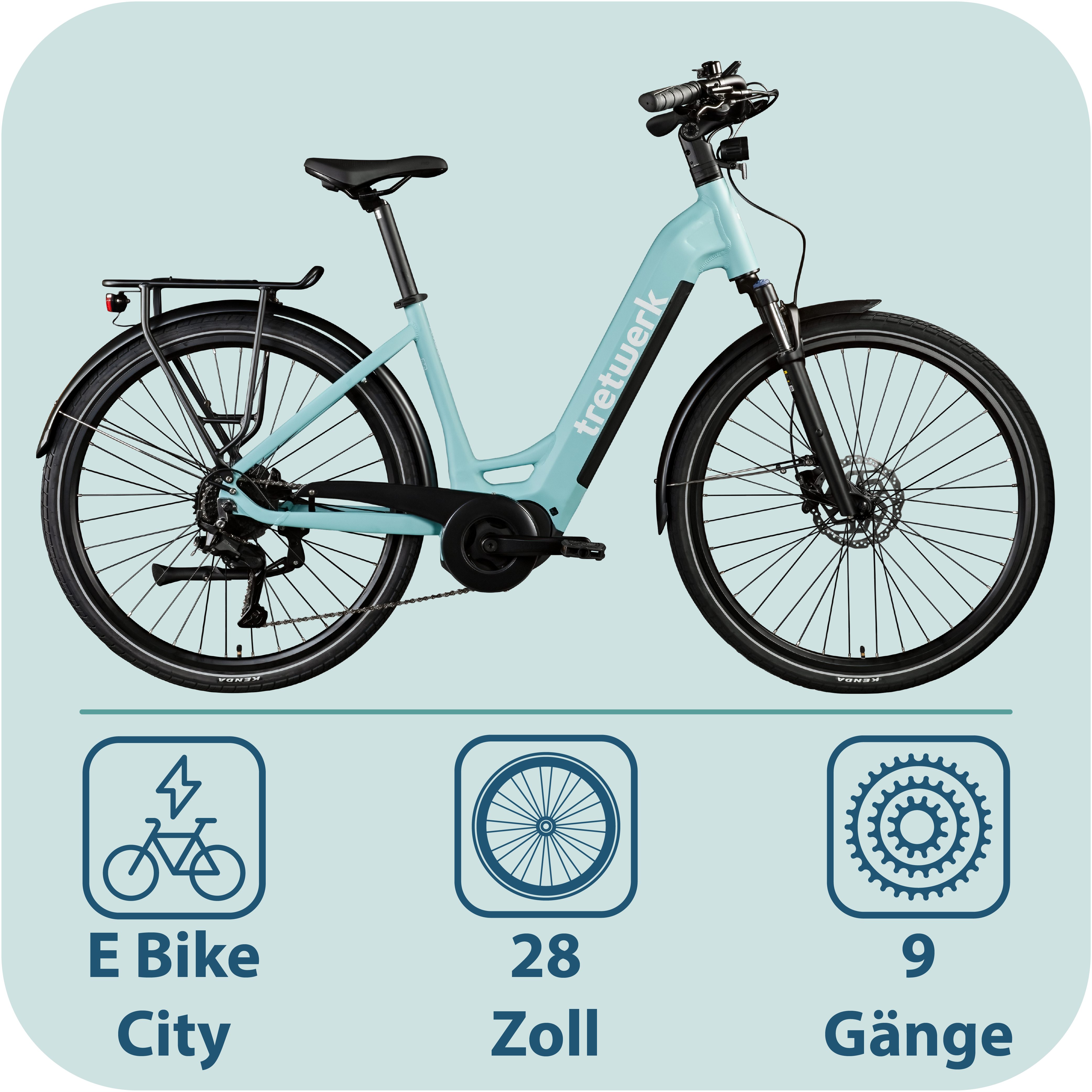 Tretwerk E-Bike Cityrad Amber, 9 Gang Shimano Cues U3020 Schaltwerk, Kettenschaltung, Mittelmotor, 733 Wh, E Bike Damen 28" Elektrofahrrad 155 - 185cm Hollandrad