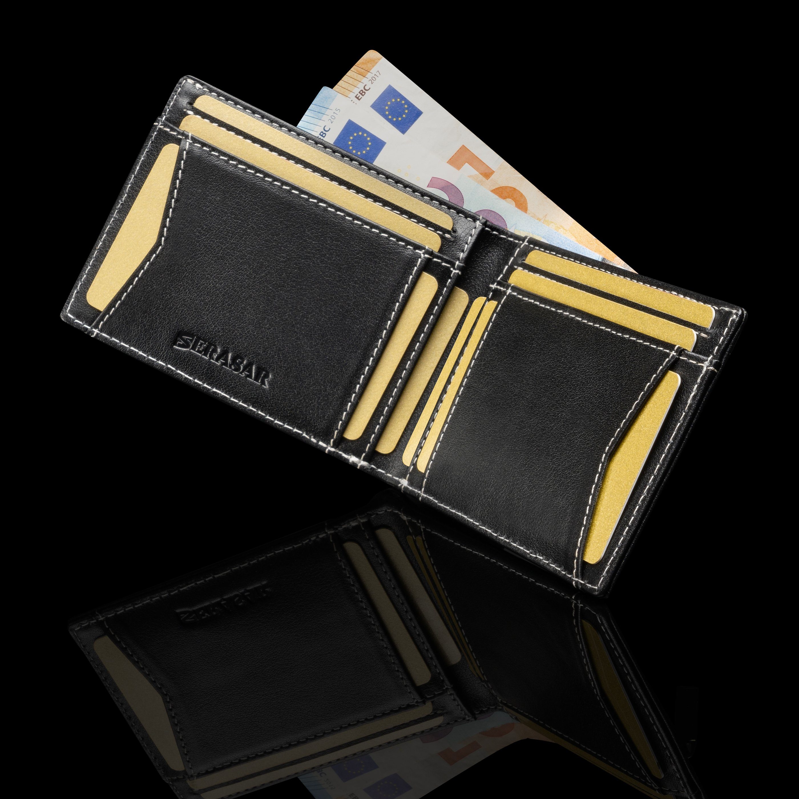SERASAR Geldbörse Ledergeldbörse für Herren "Clever" (1-tlg), inkl. RFID-Schutz mit Geschenkbox mit Münzfach