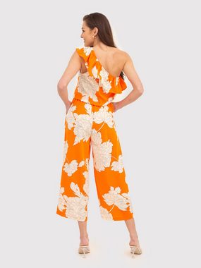 AX Paris Jumpsuit Orangefarbener One-Shoulder-Jumpsuit mit Blumenmuster