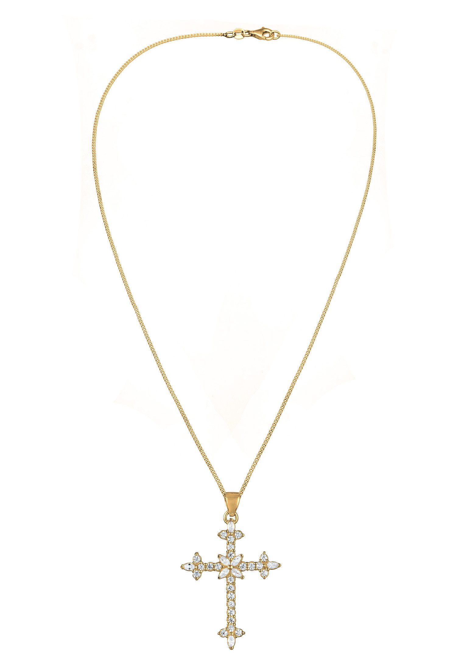 Elli Kette mit Anhänger Kreuz Zirkonia Marquise Religion 925 Sterling Silbe günstig online kaufen