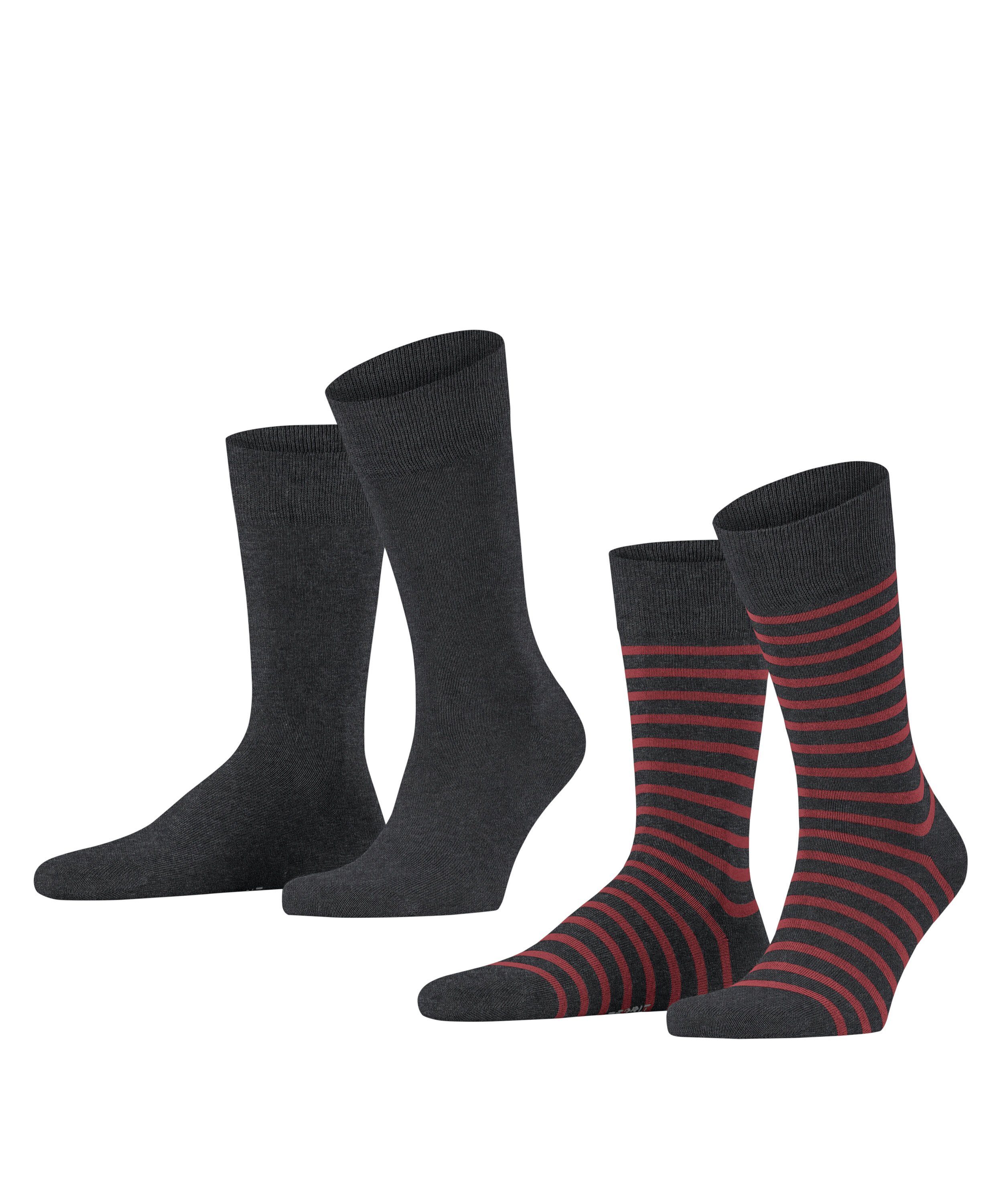 (3081) anthra.mel 2-Pack Esprit Stripe (2-Paar) Fine Socken