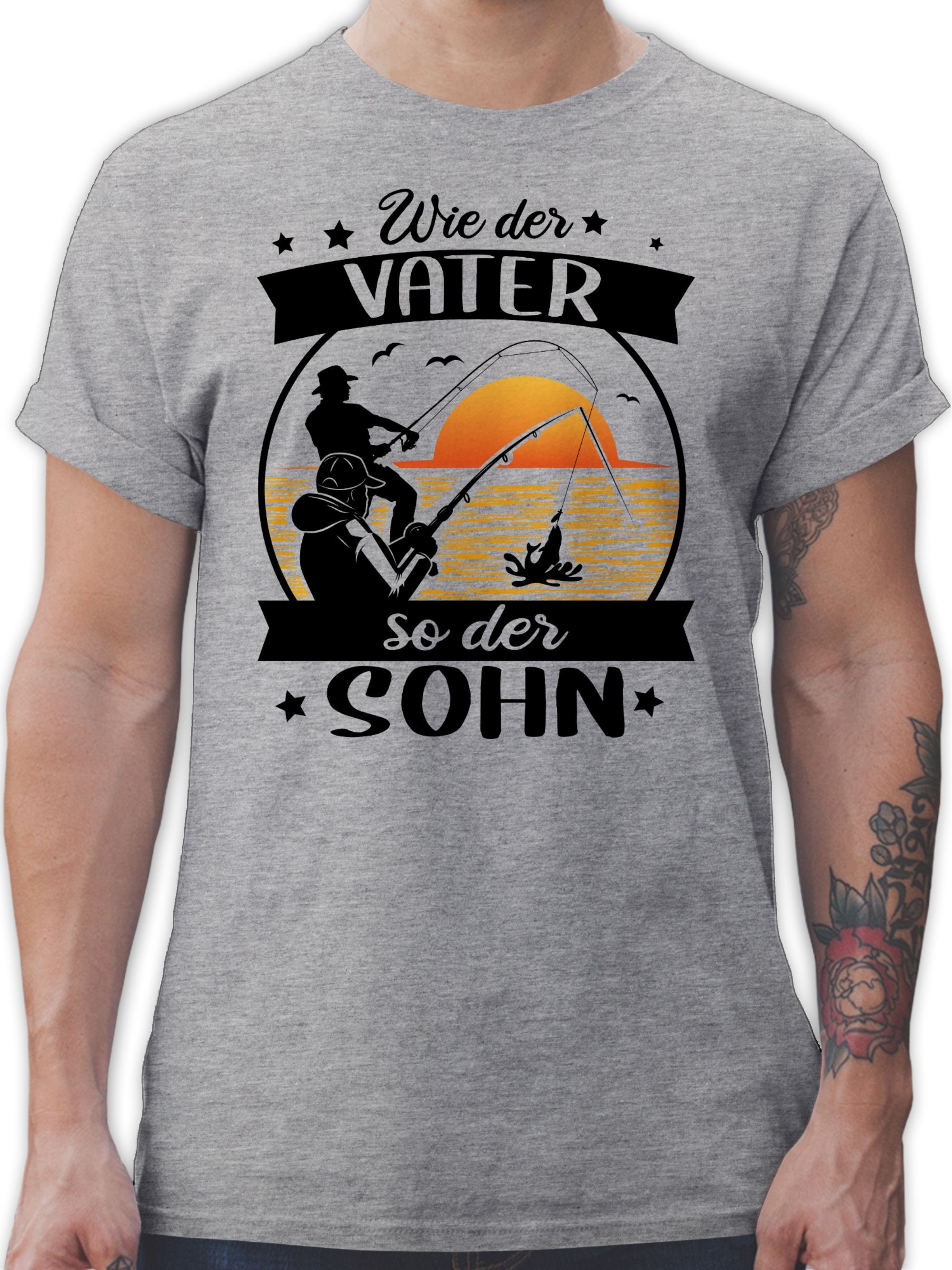 T-Shirt Wie der Vater so der Sohn - Angeln - schwarz/orange