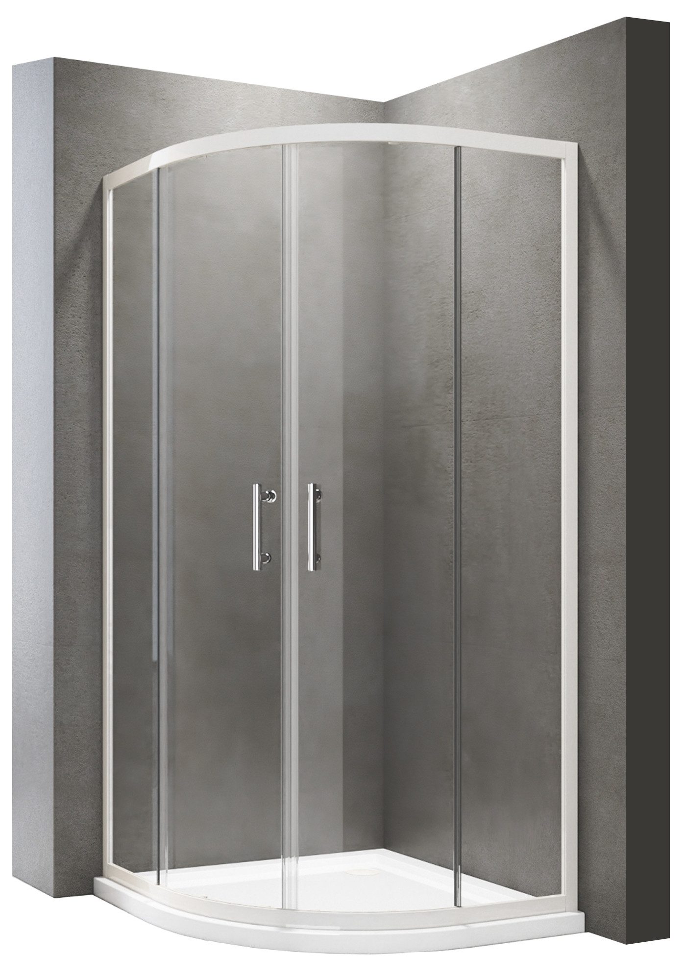 Boromal Runddusche Duschkabine Rund 90x90 Schiebetür Viertelkreisdusche 90x90 Eckdusche, BxT: 90x90 cm, Sicherheitsglas