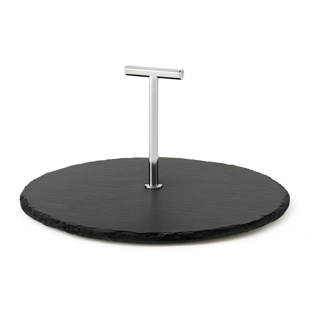 hausleben Etagere Schiefer Servierplatte mit Edelstahlgriff, (1-tlg), aus Naturstein – rustikal & edel