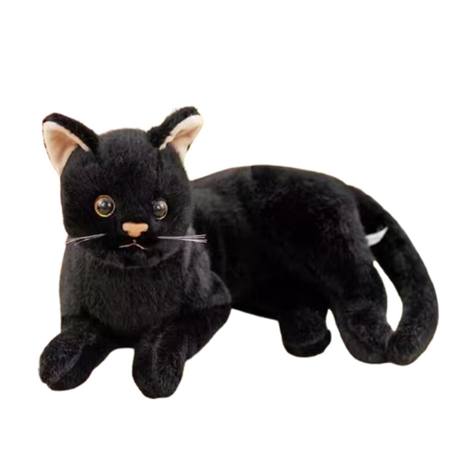LuxusKollektion Kuscheltier Kuscheltier Katze Plüsch 30cm Lebensecht Kurzhaar 29cm Schwarz