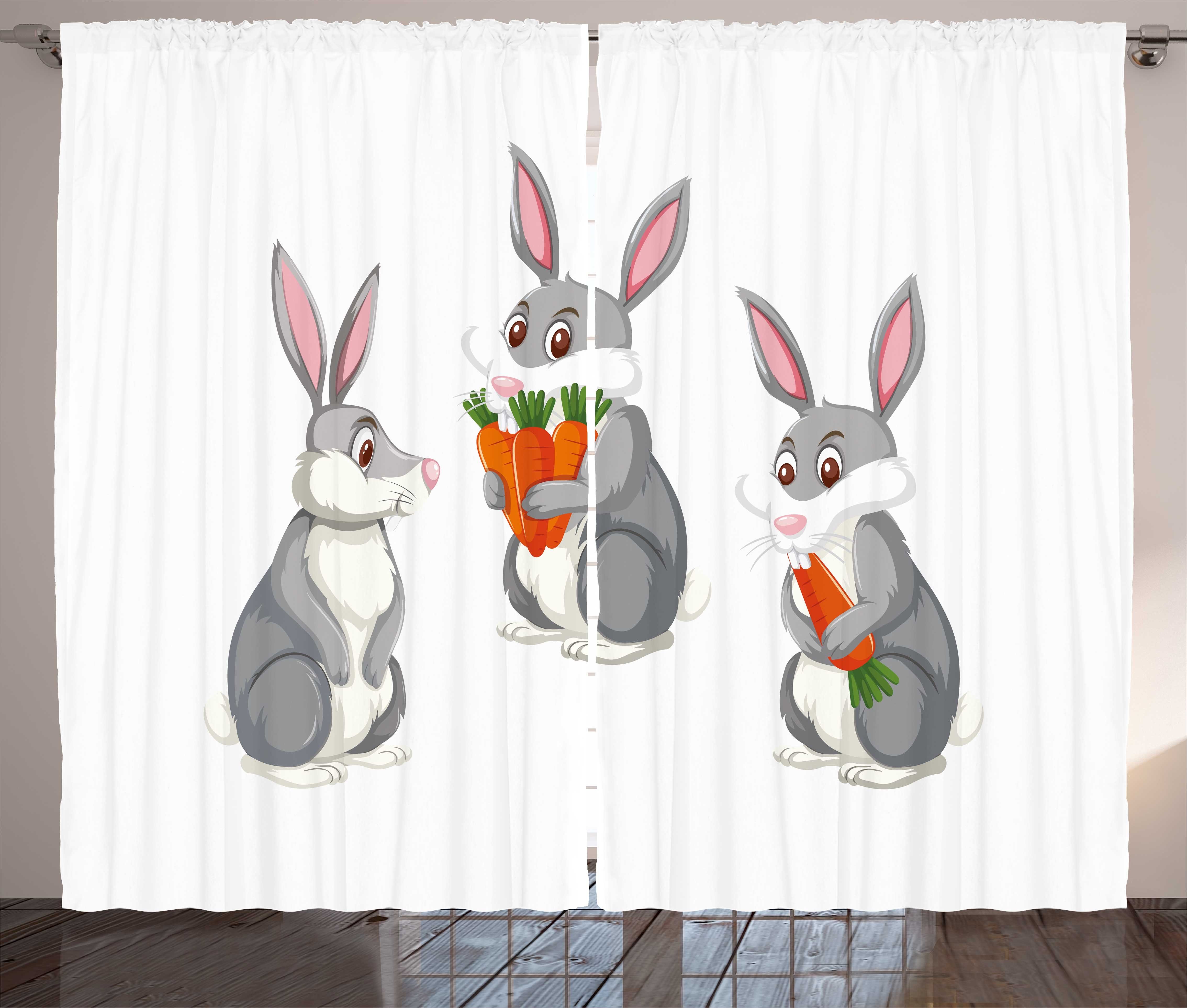 Haken, Vorhang Gardine mit Abakuhaus, Lustige Schlafzimmer und Kräuselband Kaninchen-Karikatur Schlaufen Osterhase