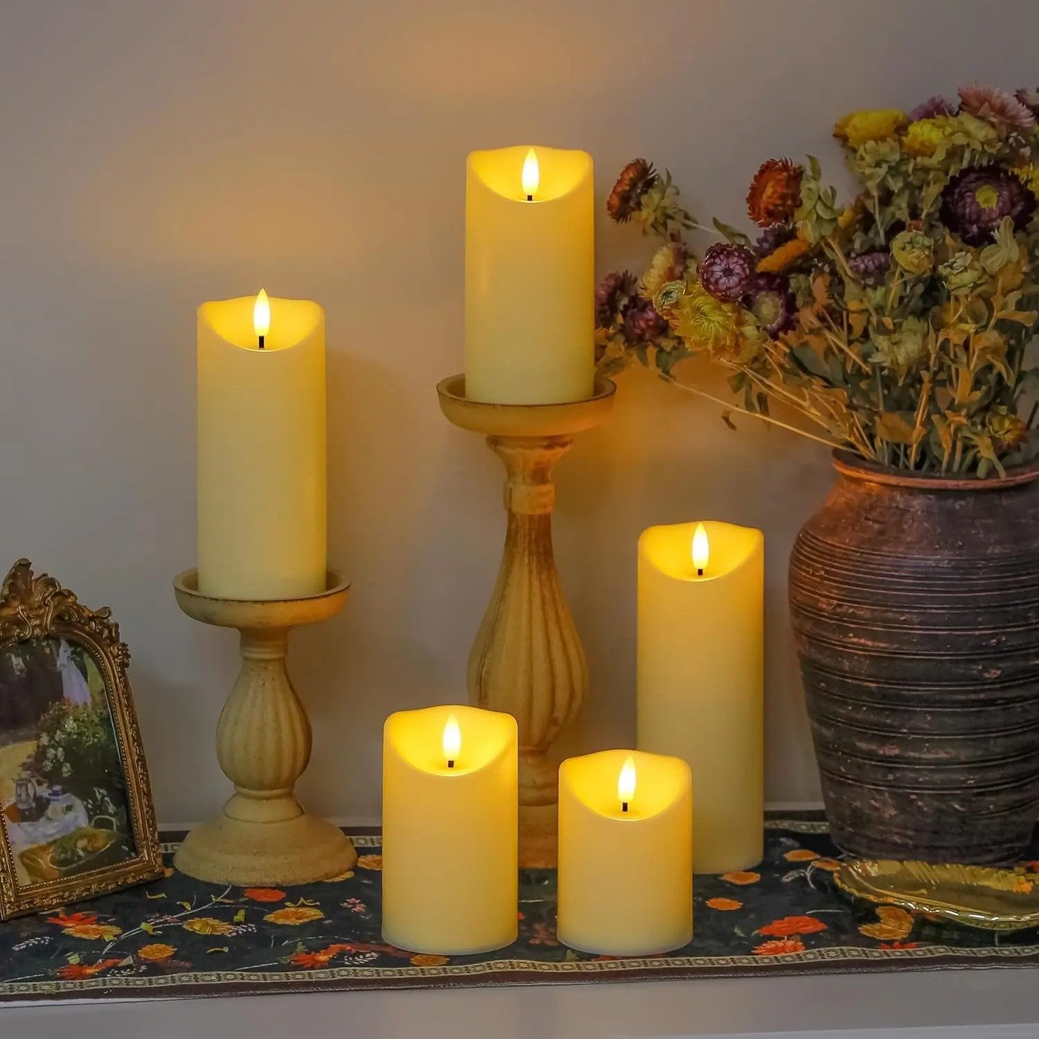 Athlix LED-Kerze 10er flammenlose Kerzen mit Fernbedienung, LED-Kerzen flackernd (10-tlg), Rauchfrei, Kindersicher, Timer-Funktion, Helligkeitsstufen