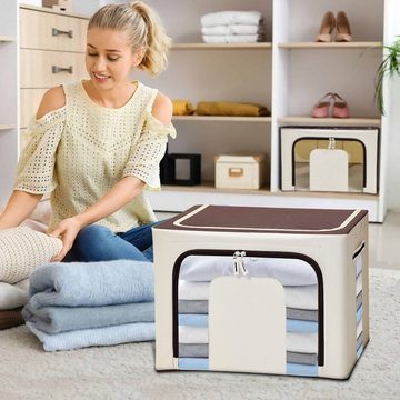 CALIYO Aufbewahrungsbox Faltbare Kleideraufbewahrung Box mit Reißverschlüss, Metallrahmen (2 St), Stabile Aufbewahrungstasche für Bettdecken und Kleidung