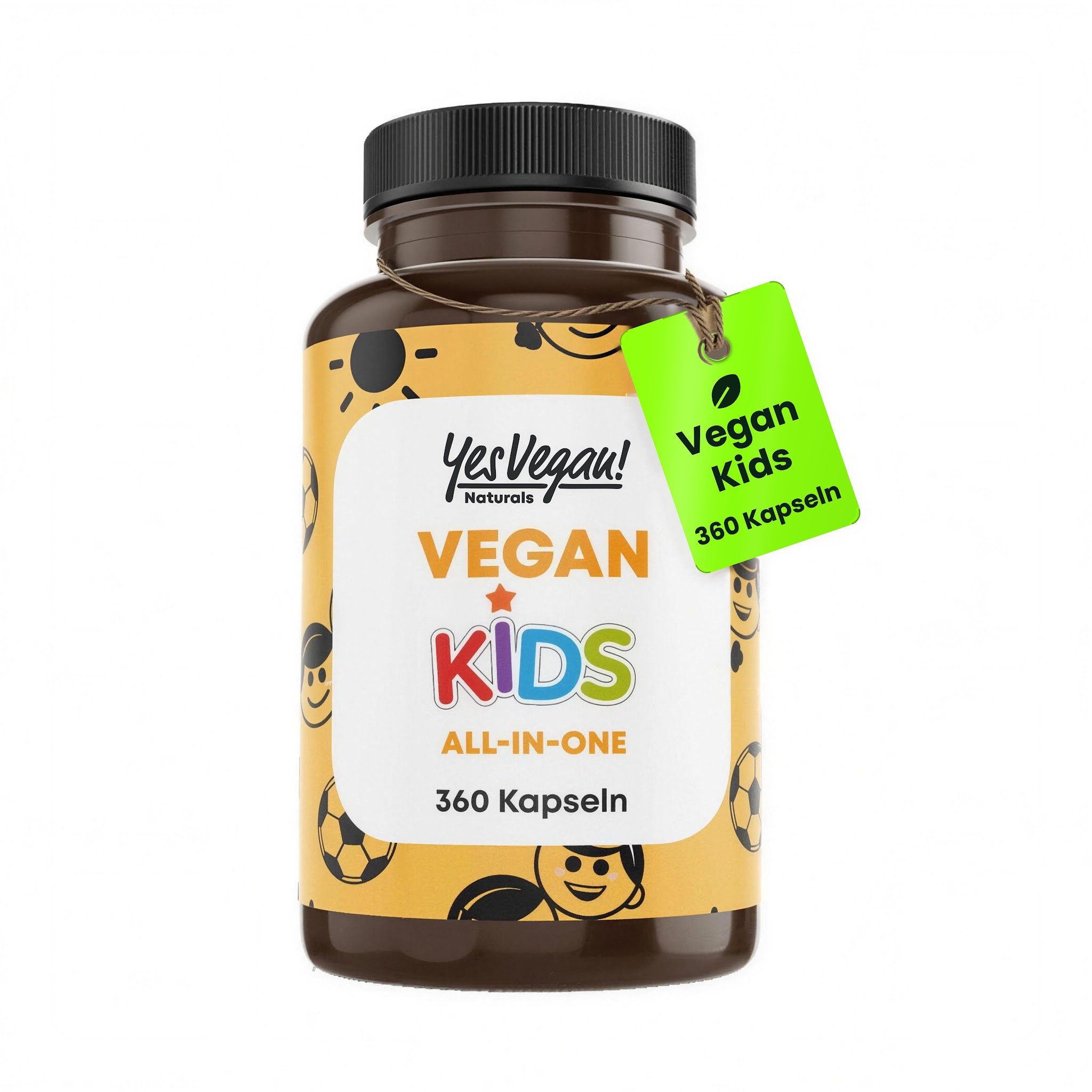 Yes Vegan Kinder Vitamine vegan: Multivitamin mit D3, K2, B12 Kapseln, 360 St., vegan, laktosefrei, glutenfrei