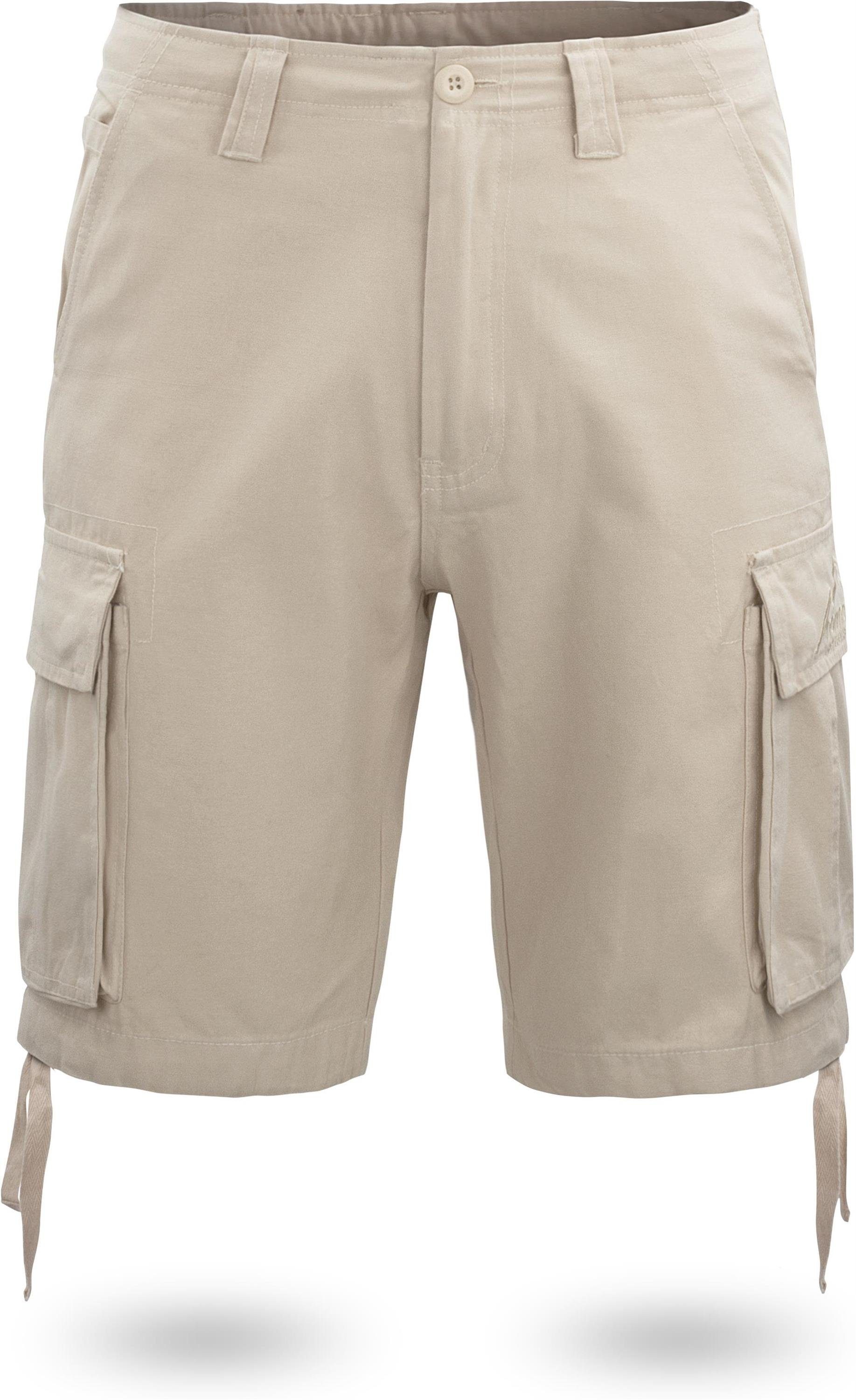 normani Bermudas Herren Vintage aus kurze Shorts Shorts Sommershorts Bio-Baumwolle Kalahari 100% Khaki mit Cargotaschen