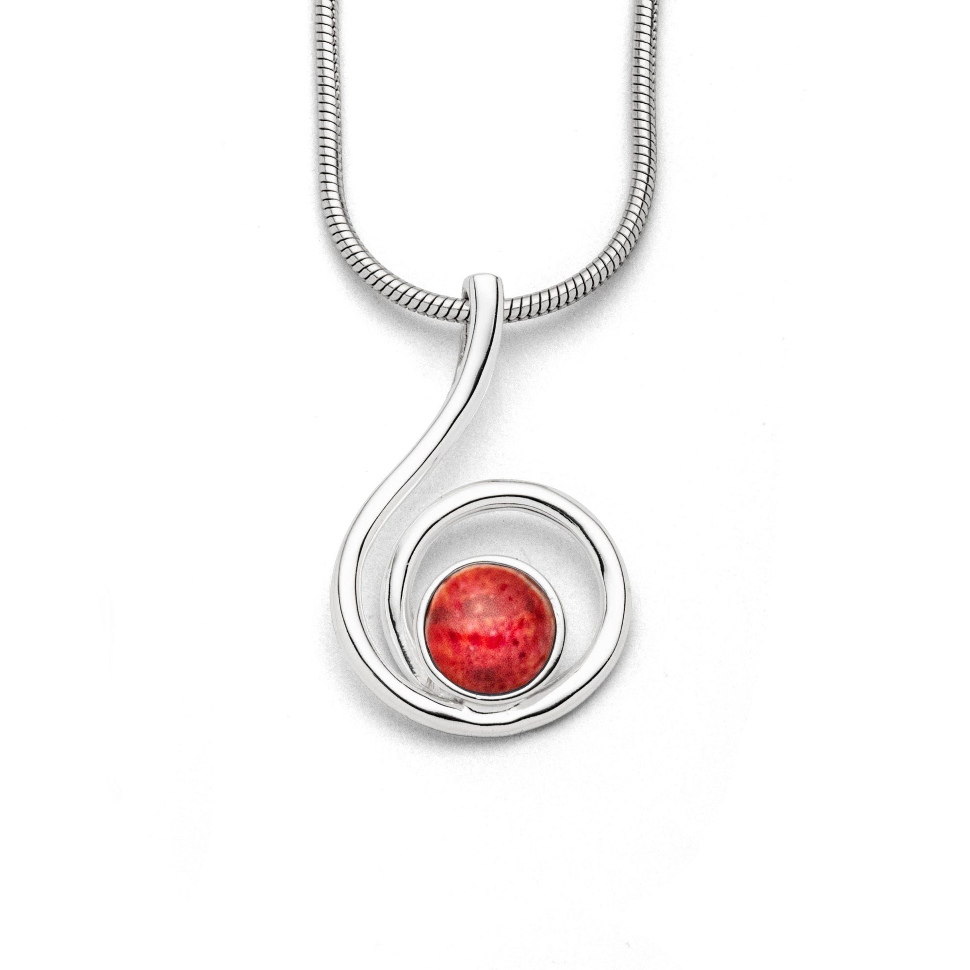 Kettenanhänger DUR Schmuck: Anhänger "Koralle", 925er Sterlingsilber mit Koralle, P42