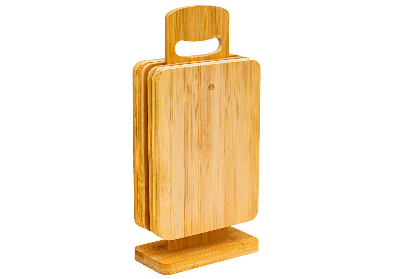 DuneDesign Schneidebrett 6er Set Frühstücksbrett aus Bambus - 22x15 Holzbrettchen mit Ständer, Bambus, (6-St), Hygienische Brotzeitbretter - Servierbrett Set für Tapas, Käse, Snacks