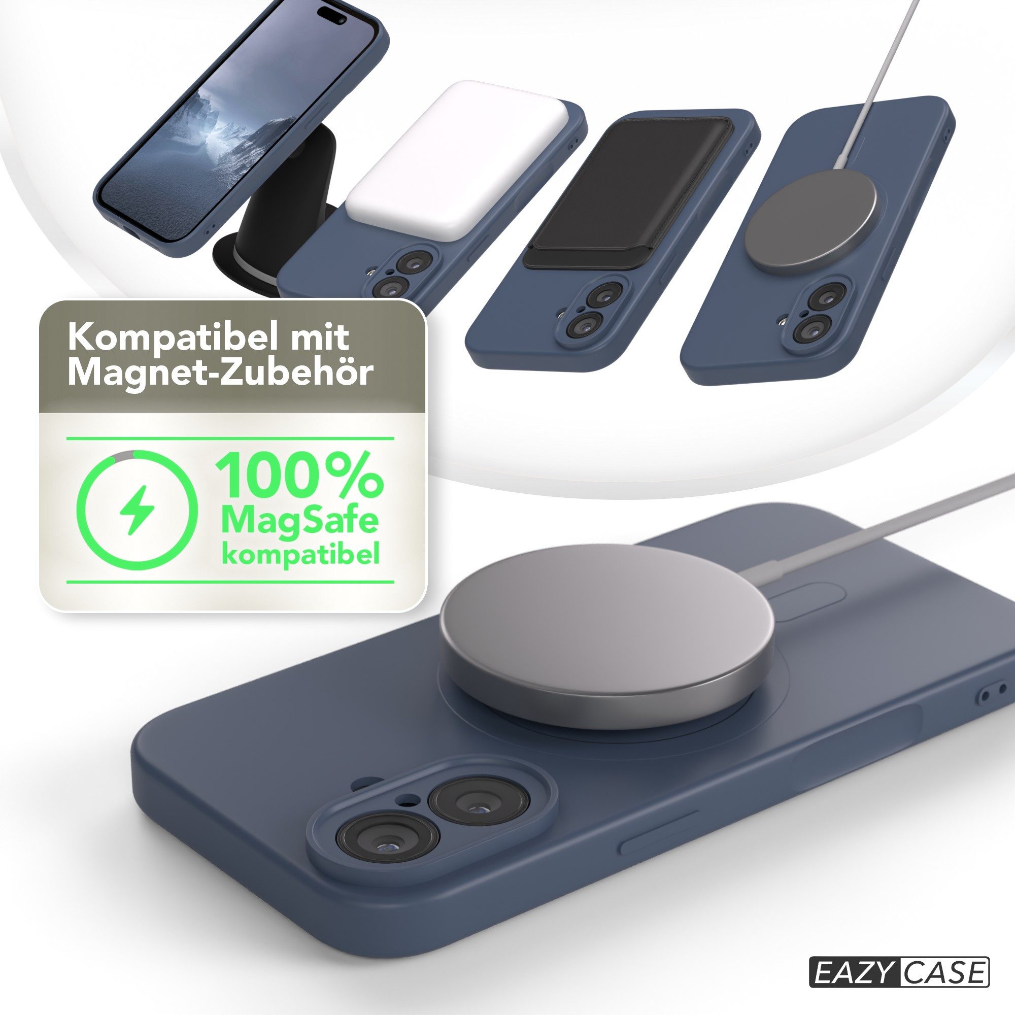 EAZY CASE Handyhülle für Apple iPhone 17 Hülle Silikon 6,3 Zoll, Softcase mit MagSafe mattierte Silikonhülle Back Cover Petrol – Bild 5 von 5