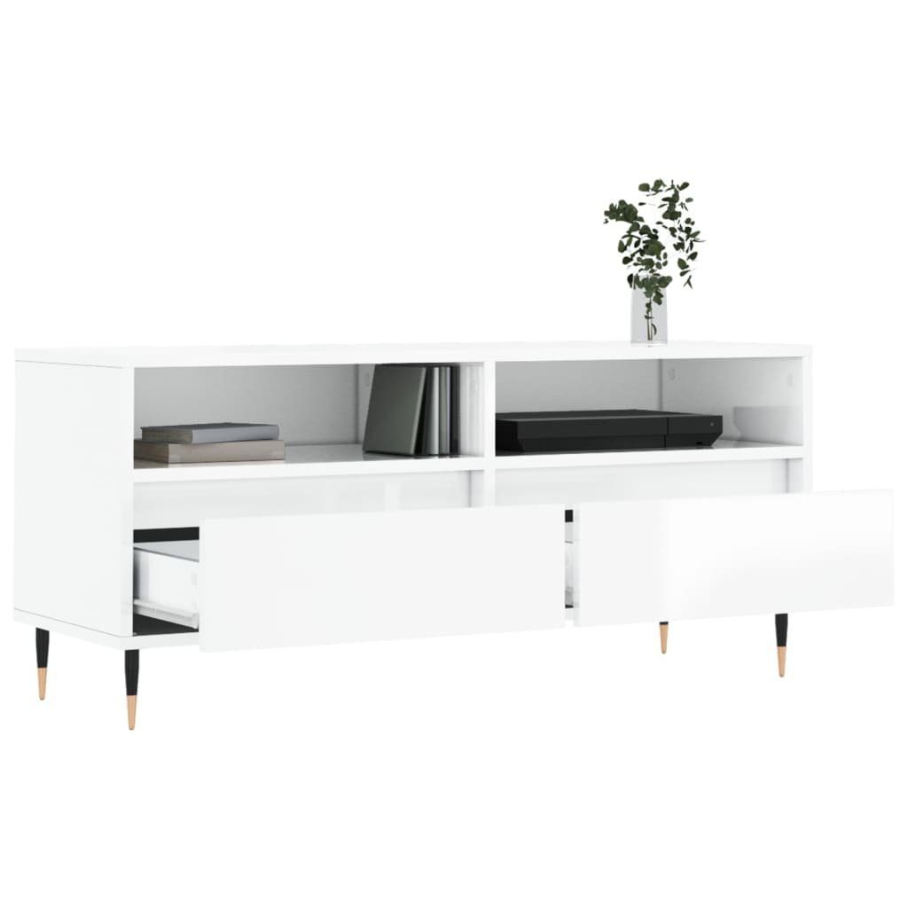 Hochglanz-Weiß 100x34,5x44,5 furnicato cm TV-Schrank Holzwerkstoff