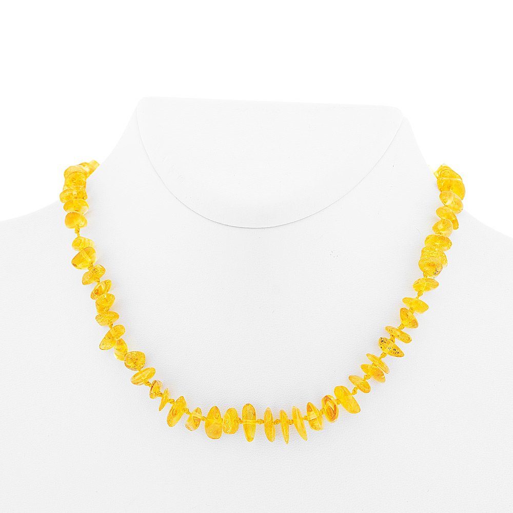 Golders Collier Bernsteinkette für Babys aus transparenten (baltischen Natur-Bernsteinen, 1-tlg), an einem elastischen Band in Honigfarbe