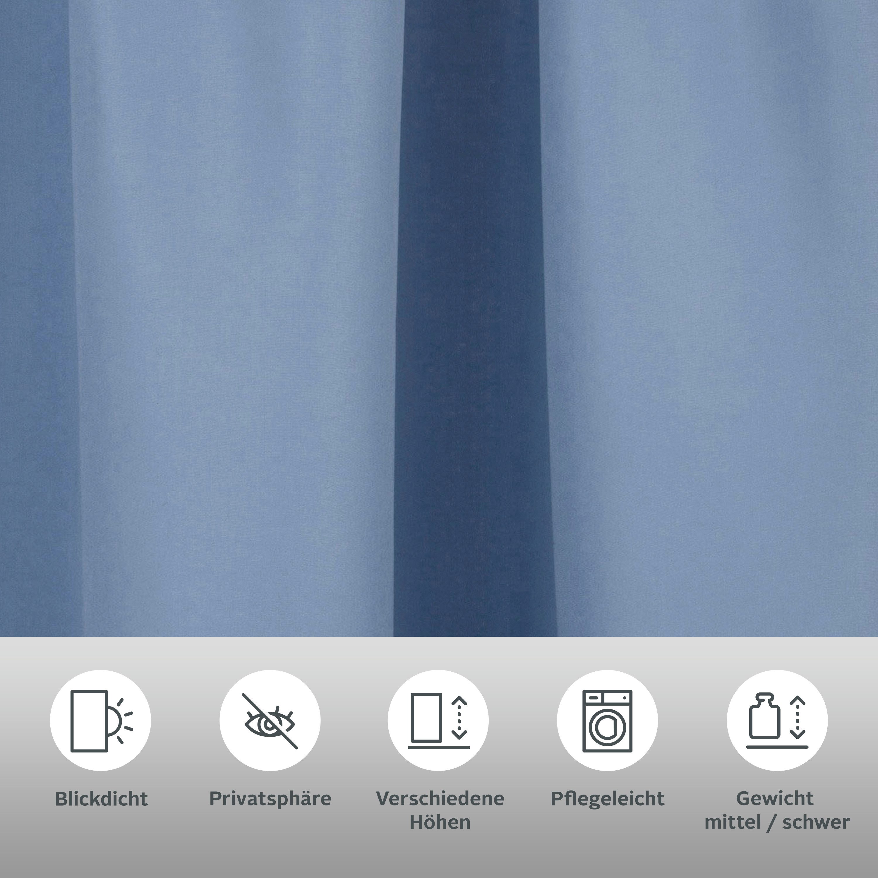 OTTO home Vorhang Parry (2 St), Kräuselband, blickdicht, Polyester, 2-er Set, blickdicht, monochrom, basic, einfarbig, Bestseller