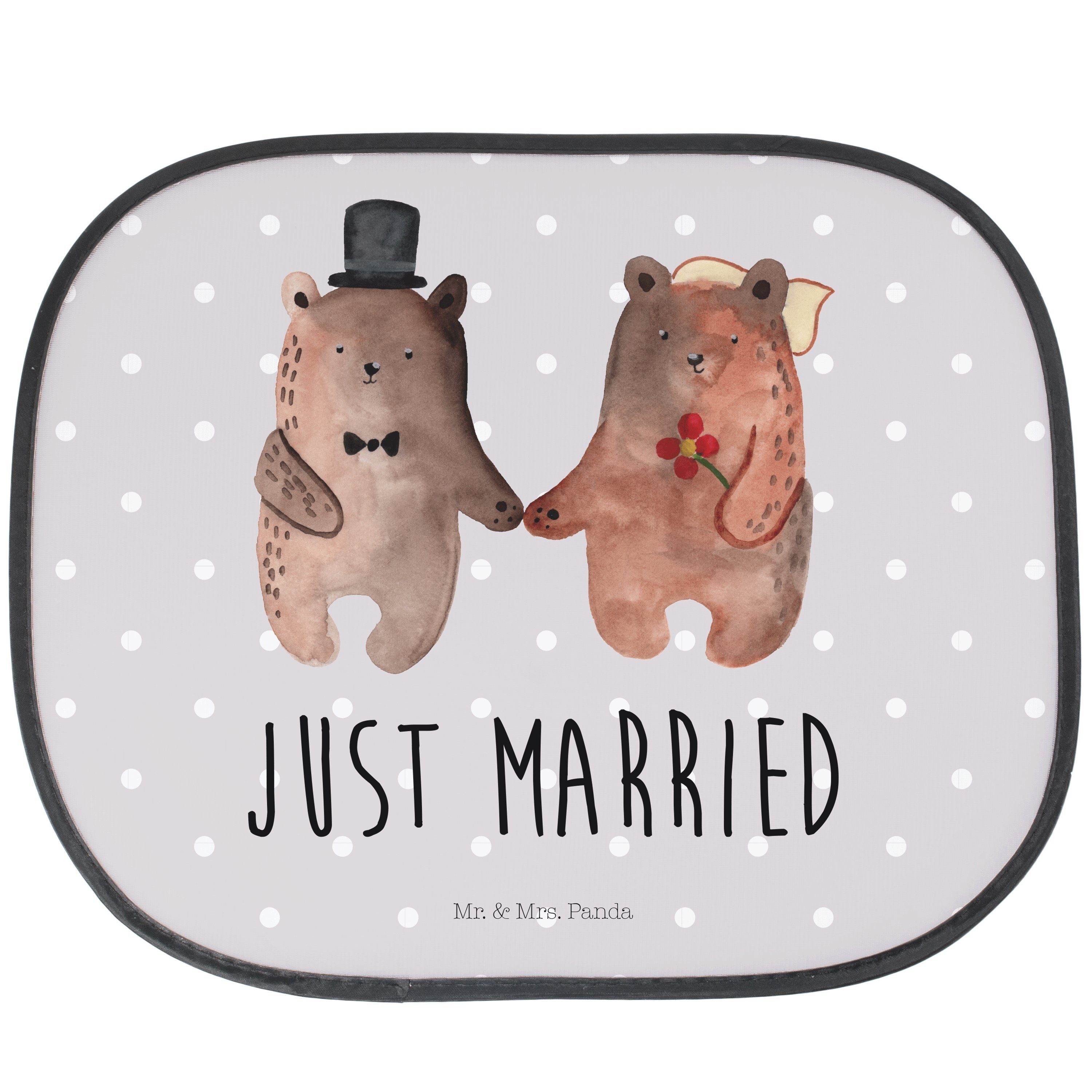 Sonnenschutz Bär Heirat - Grau Pastell - Geschenk, Teddybär, Sonne Auto, Teddy, Bä, Mr. & Mrs. Panda, Seidenmatt