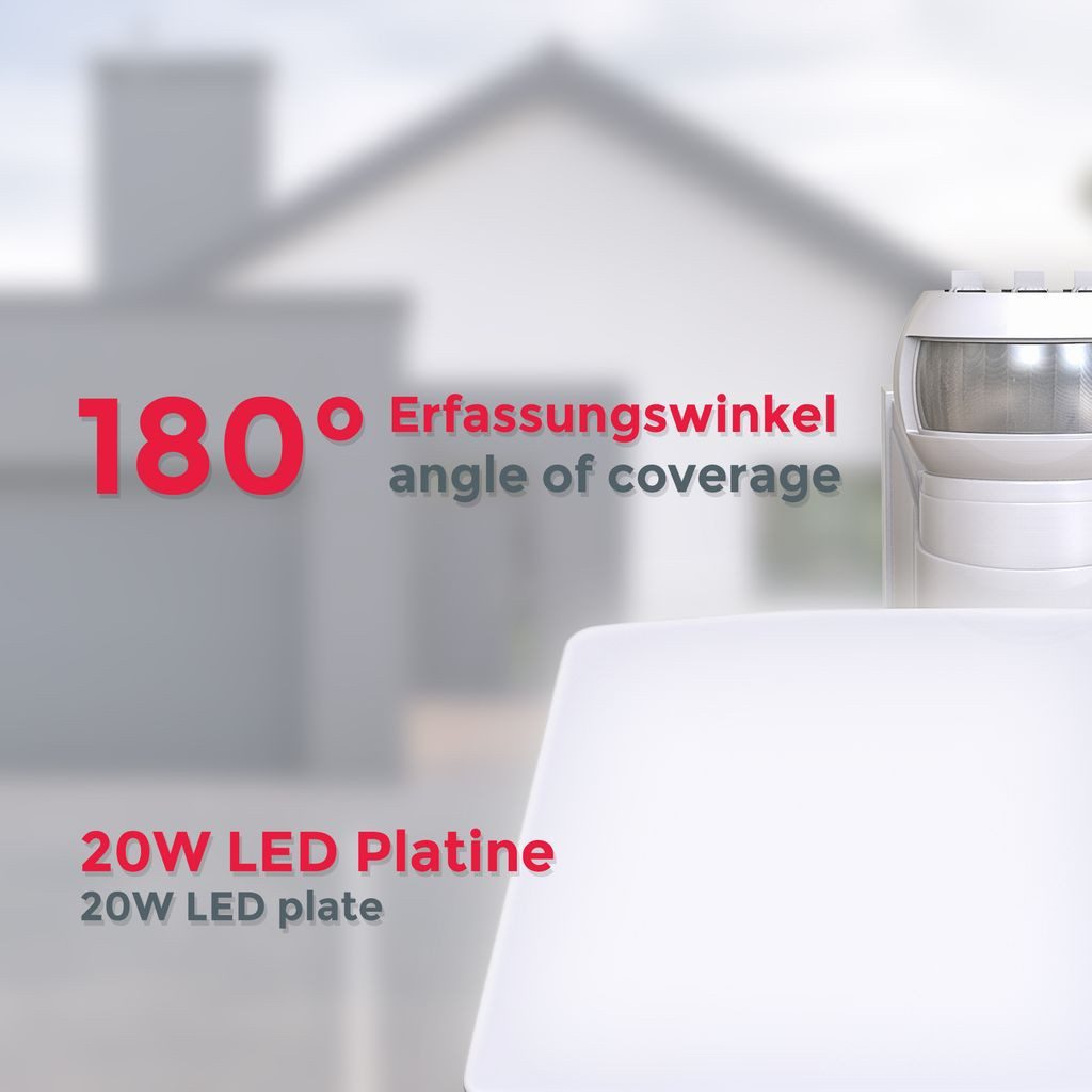 B.K.Licht Flutlichtstrahler Wandleuchte 20W 2.300lm 4.000K - BKL1290, LED fest integriert, Neutralweiß, Bewegungsmelder Außenleuchte Weiß IP44