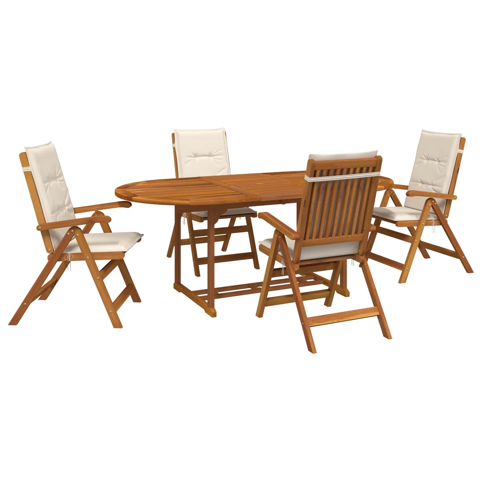 vidaXL Gartenlounge-Set 5-teiliges Garten-Esszimmer-Set Natur Massivholz