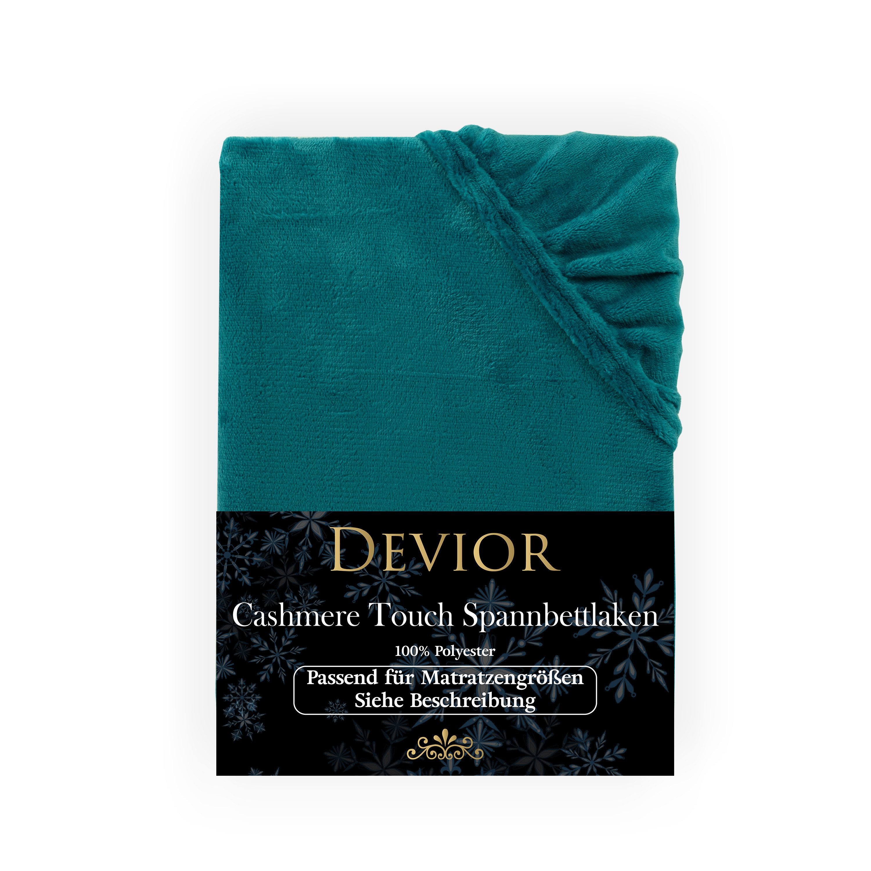 Devior Spannbettlaken aus 100% Nicki-Plüsch mit Cashmere-Touch, 190 g/m² mit Einlaufschutz, Nicki, Gummizug: Rundumgummizug, für Standardmatratzen bis 22cm - Spannbettlaken 90 x 200 cm kuschelig