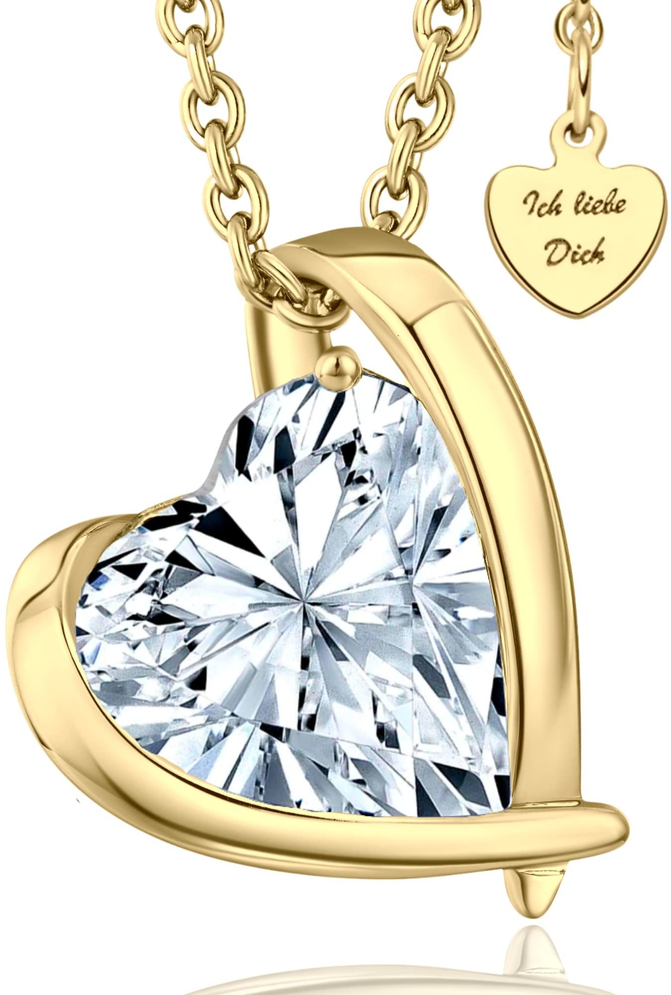 LOVENEST Herzkette Herzkette Silber 925 Halskette Damen *Ich Liebe Dich* Herzanhänger (Silberkette Anhänger Geschenke für Frauen Weihnachtsgeschenk Freundin, Geschenkset Damenkette Weihnachten Set), Sie Geburtstag Hochzeitstag Liebesbeweis Liebesgeschenk Herz Schmuck