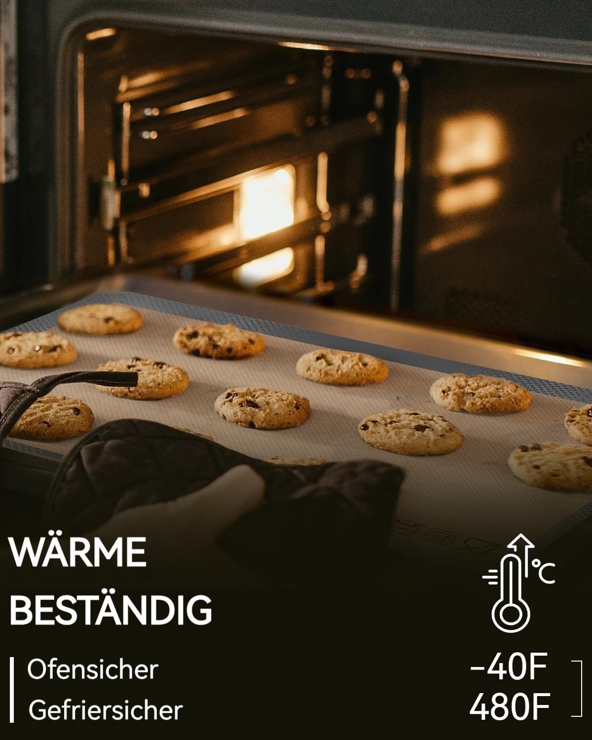 BlingBin Backmatte 5er-Set Antihaft Backmatte Silikon Backofen 250°C/480°F zum Backen, Silikon + Glasfaser (5 Stück, 5-tlg., 5 Blätter), Wiederverwendbare Backmatte für Kekse Backen Zubehör