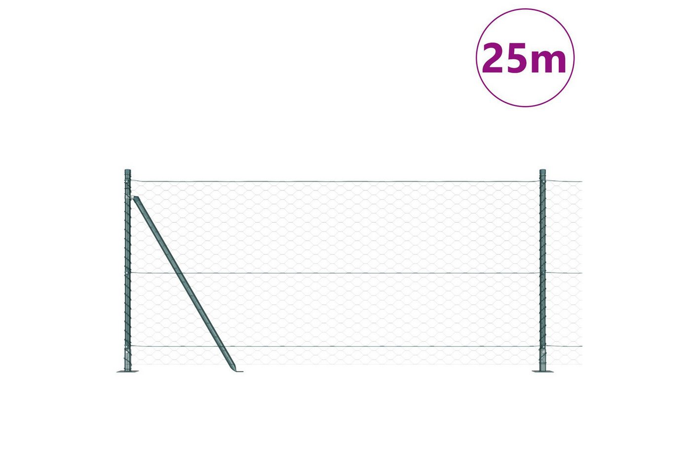 Thumbnail - vidaXL Zaunpfosten Zaun Set Set von 2 Moosgrün Pulverbeschichteter Stahl 25 x 1 m, (1-St)