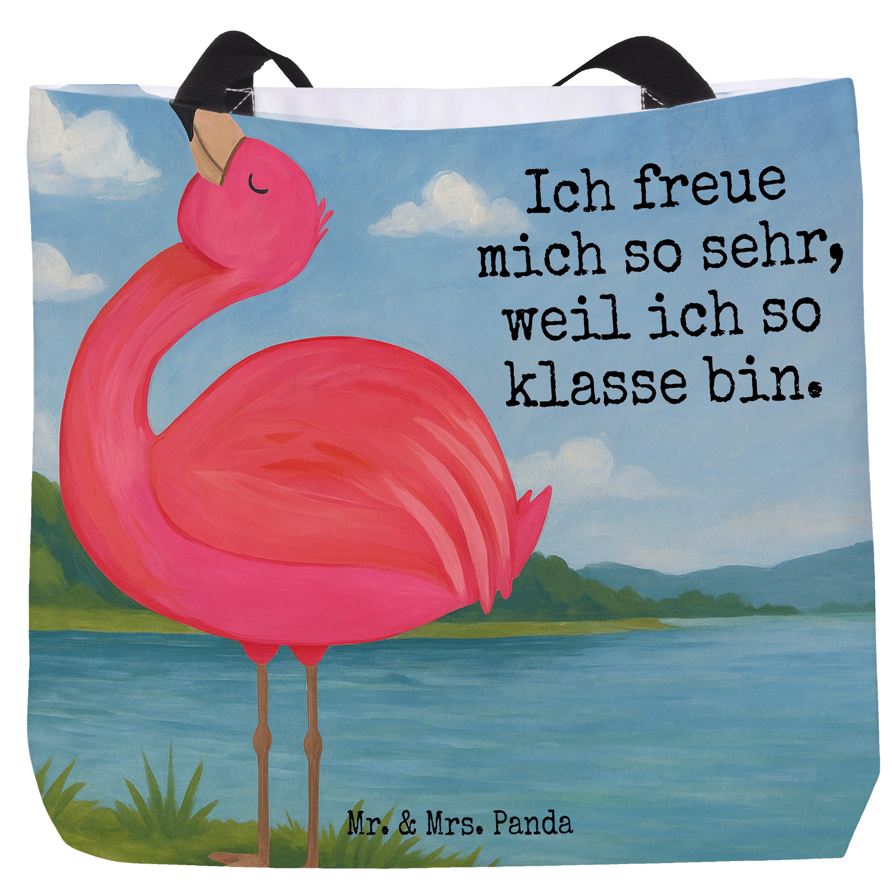 Shopper Flamingo Stolz Design, Tote Bag, Weiß, Strandtasche, Beste Freundin