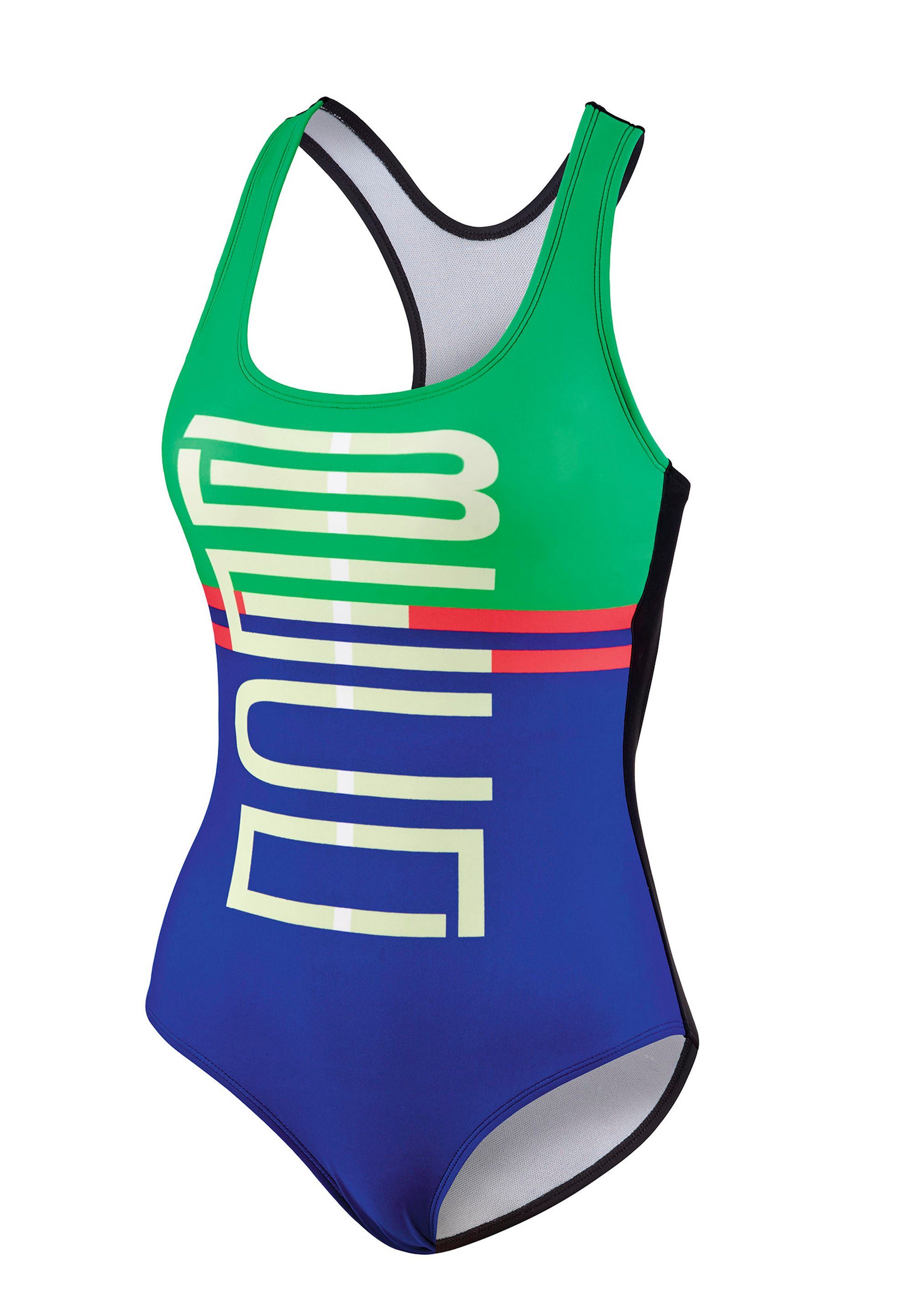 Maxpower Badeanzug coolem Beco blau, mit Logo-Print (1-St) grün Swimsuit Beermann