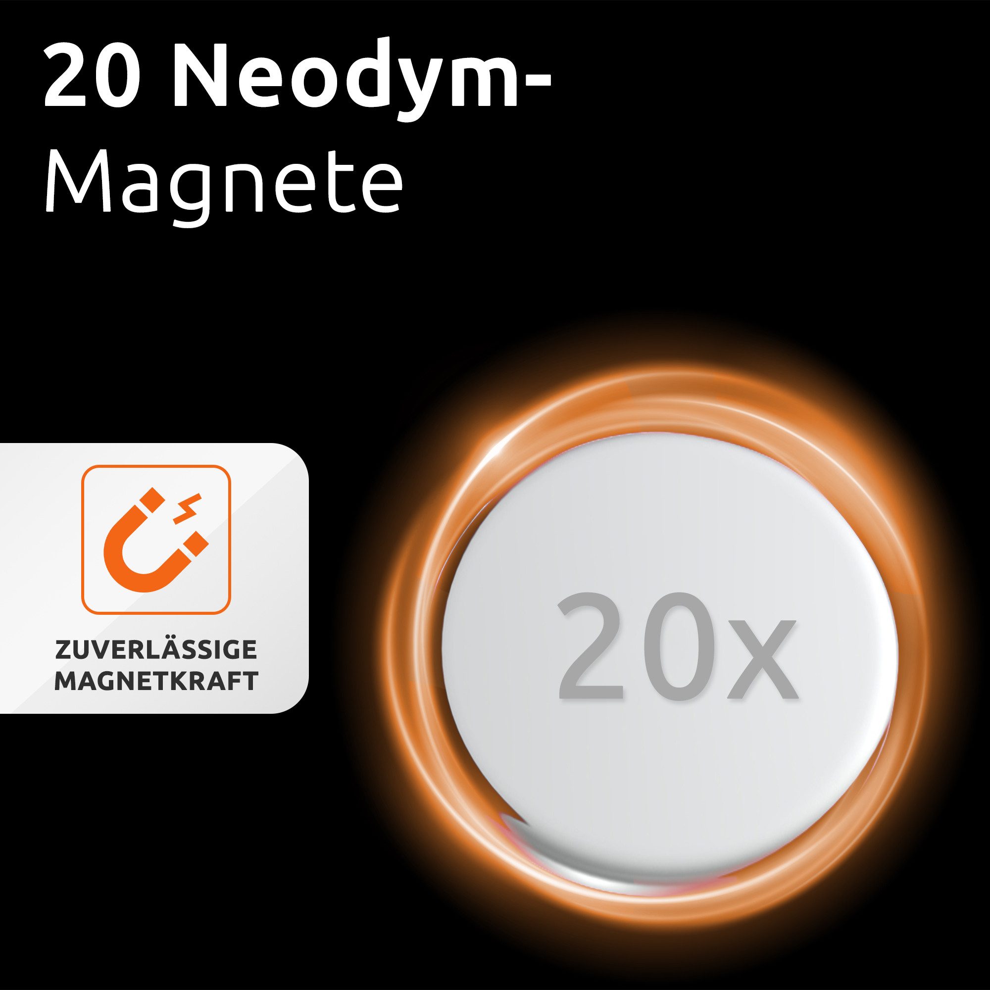 ECENCE Magnet 20x Neodym Magnete rund 15x2mm - - Extrem Stark (20-St)