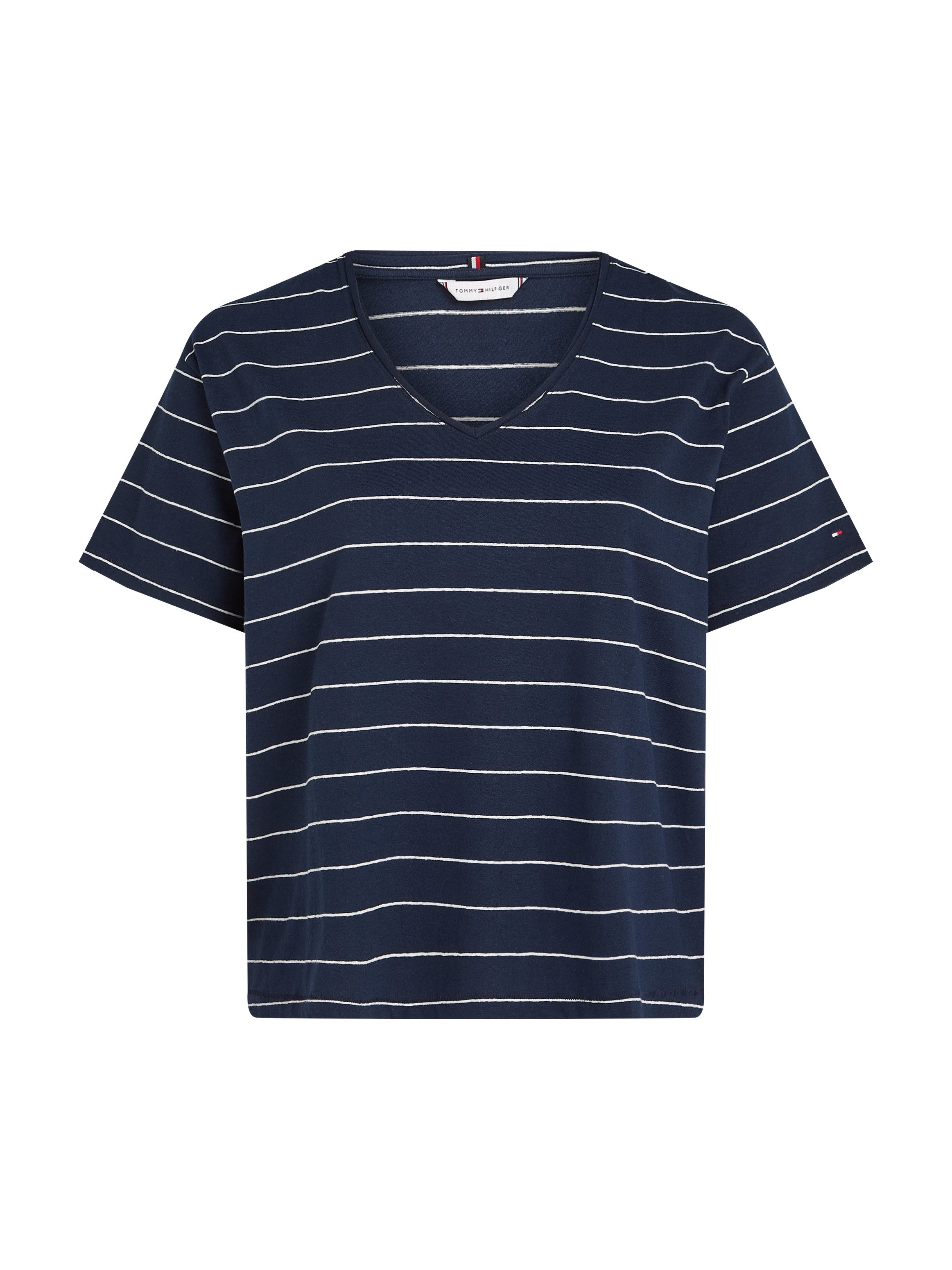 Tommy Hilfiger Curve V-Shirt CRV MODERN CO LINEN V-NK SS in Großen Größen