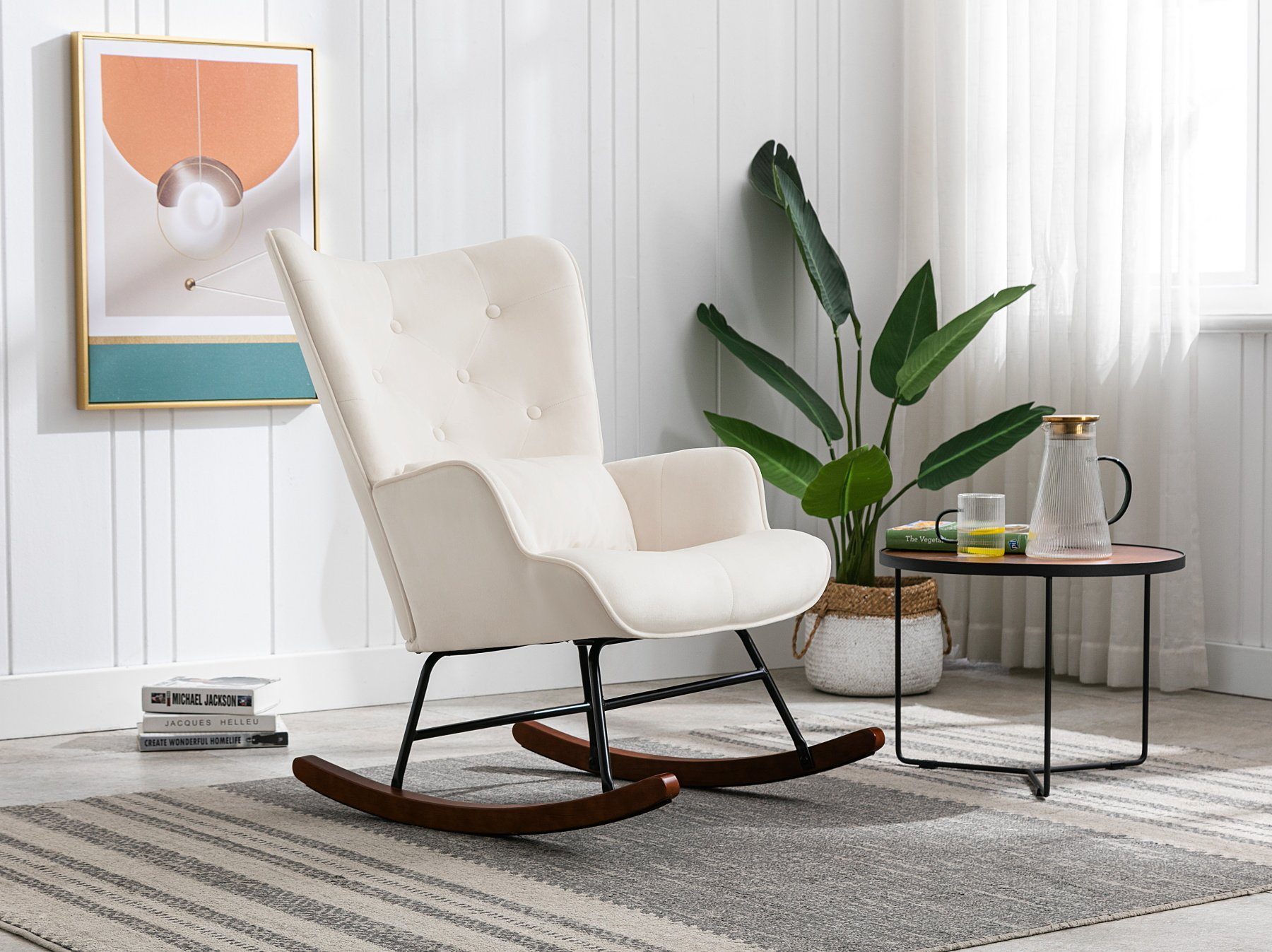 HomeMiYN Schaukelstuhl Schaukelstuhl Patchwork Sessel Schwingsessel günstig online kaufen