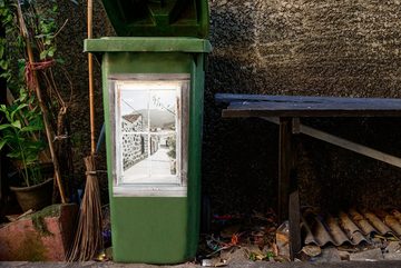 MuchoWow Wandsticker Durchsichtig - Holz - Griechenland (1 St), Mülleimer-aufkleber, Mülltonne, Sticker, Container, Abfalbehälter