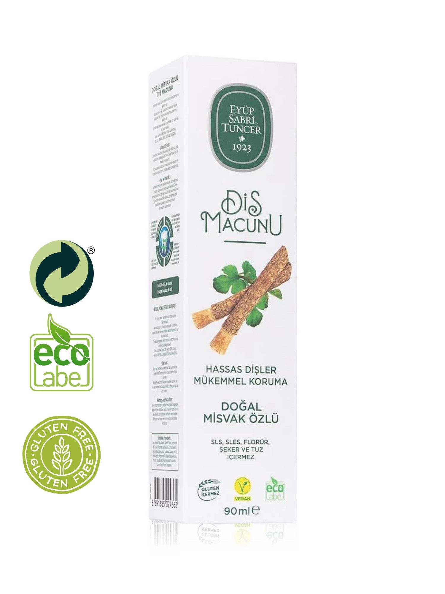EYÜP SABRI TUNCER Zahnpasta Miswak Zahnpasta – Vegan & Natürlich & Fluoridfrei & Zuckerfrei, (2-St) Fluoridfrei, Ohne SLS&SLES, Ohne Zucker, Mit Stevia & Miswak-Extrakt