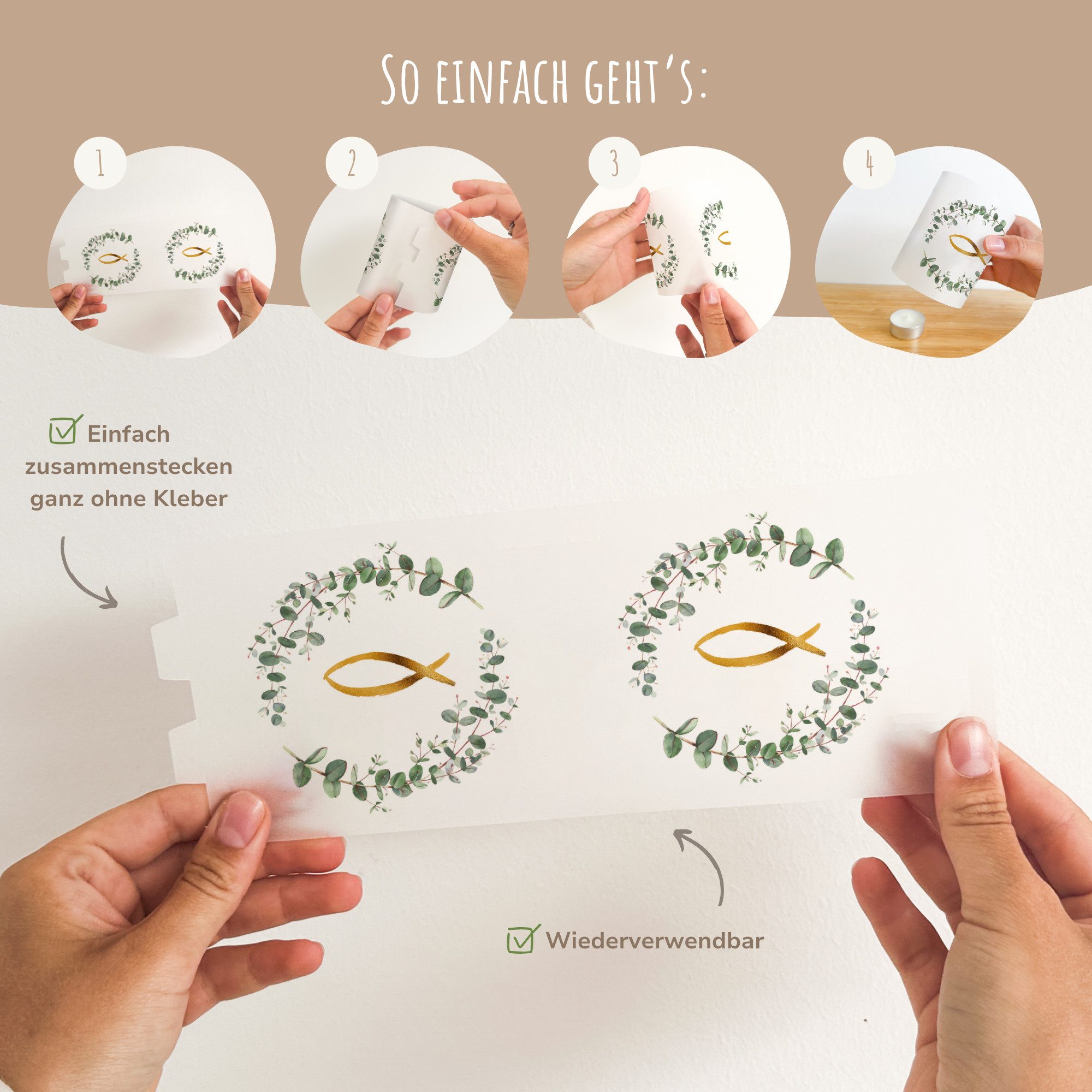 MeinBaby123® Papierdekoration 10 Windlichter Taufe, Taufe Deko, Taufe Windlicht, Lichthülle Taufe, Windlicht Taufe, Deko für die Taufe, Tischdeko für die Taufe