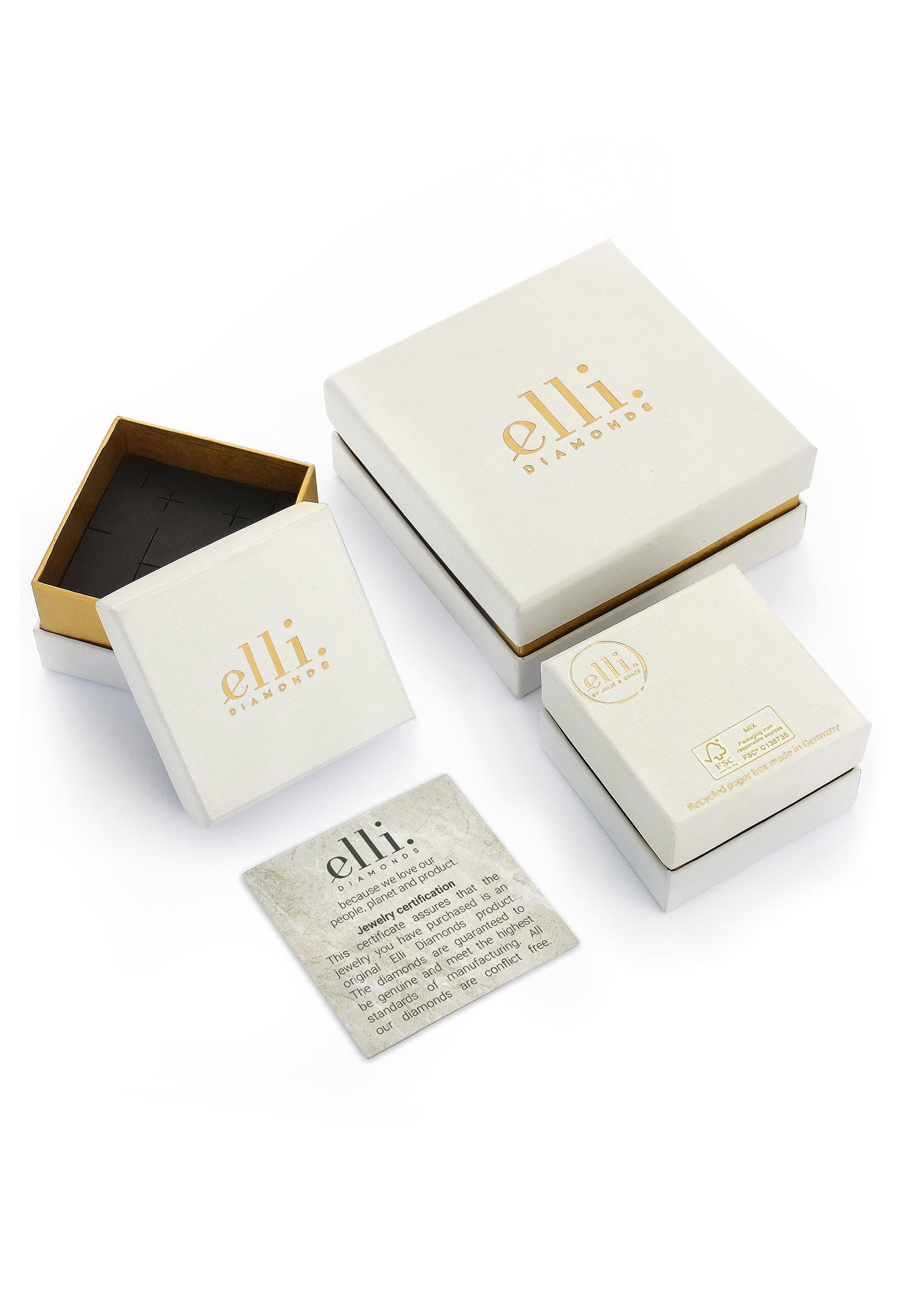 Elli DIAMONDS Diamantring Diamant (0.03 ct) Topas Turmalin 375er Gelbgold