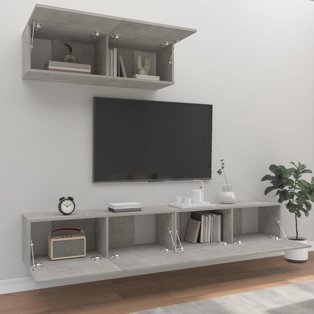vidaXL TV-Schrank 3-tlg. TV-Schrank-Set Betongrau Holzwerkstoff günstig online kaufen