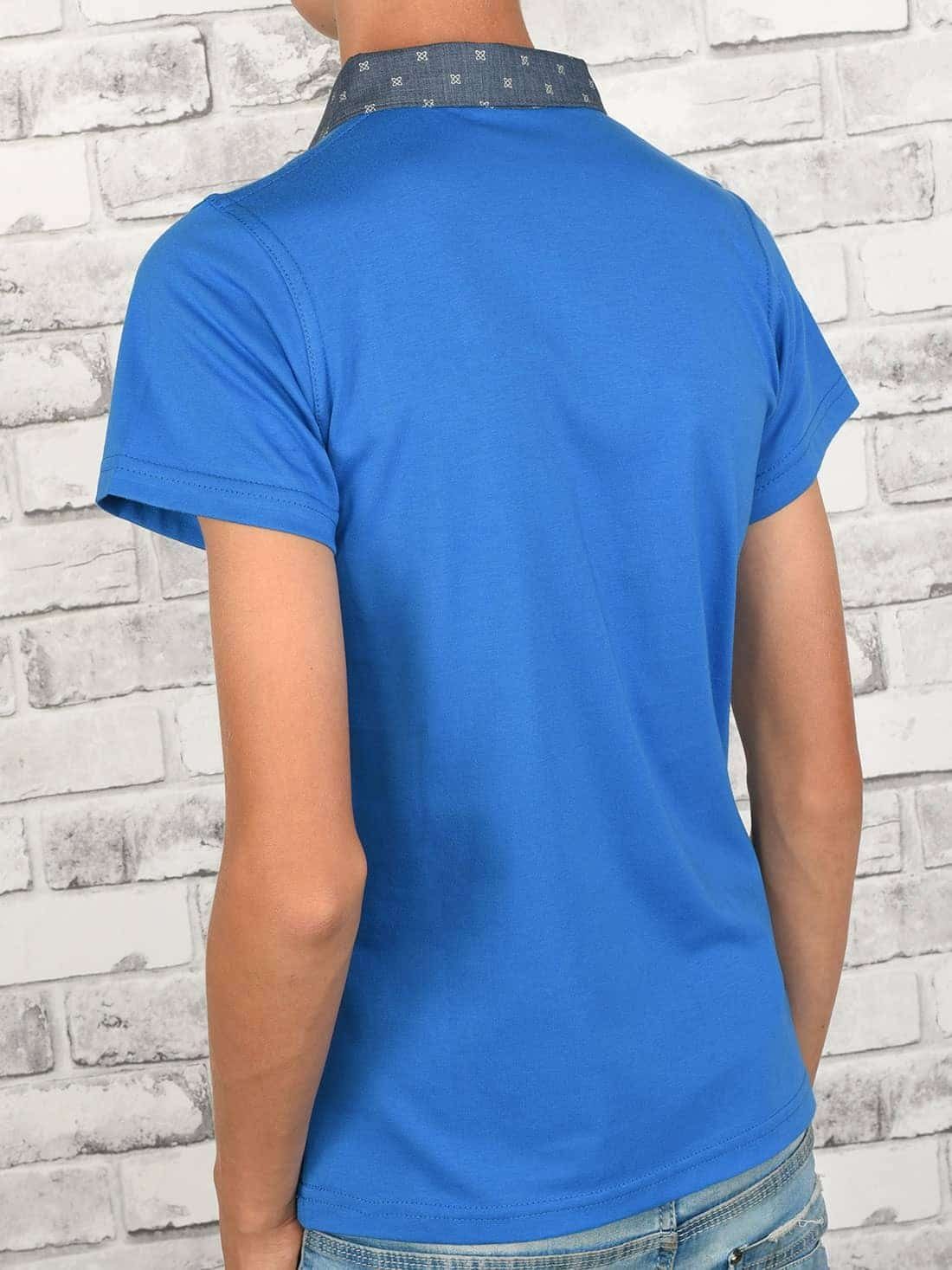 Polo Jungen Blau Casual Shirt Kurzarmshirt mit (1-tlg) Kontrastfarben BEZLIT