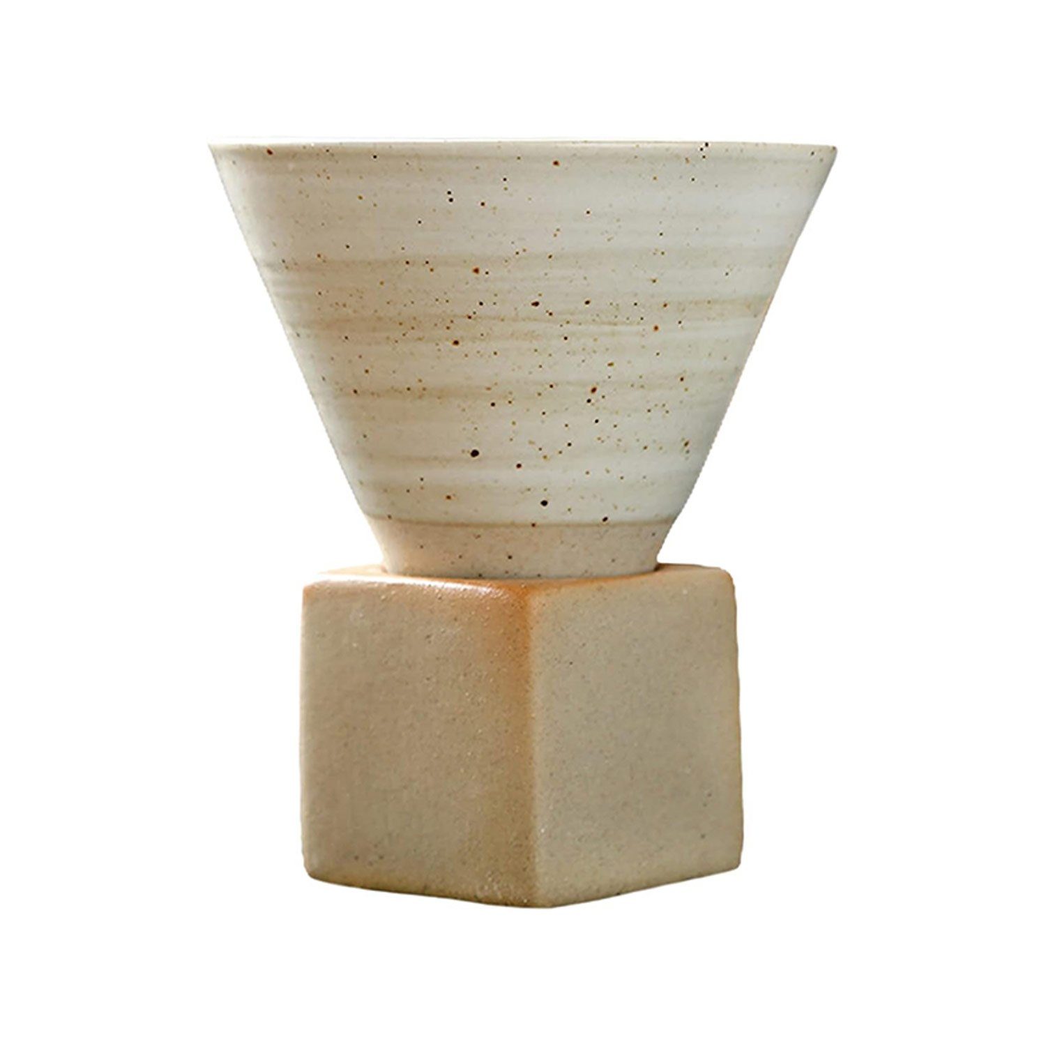 MAGICSHE Tasse Grobe keramische Kaffeetasse mit Basis, 200ml, Teetassen Weiß