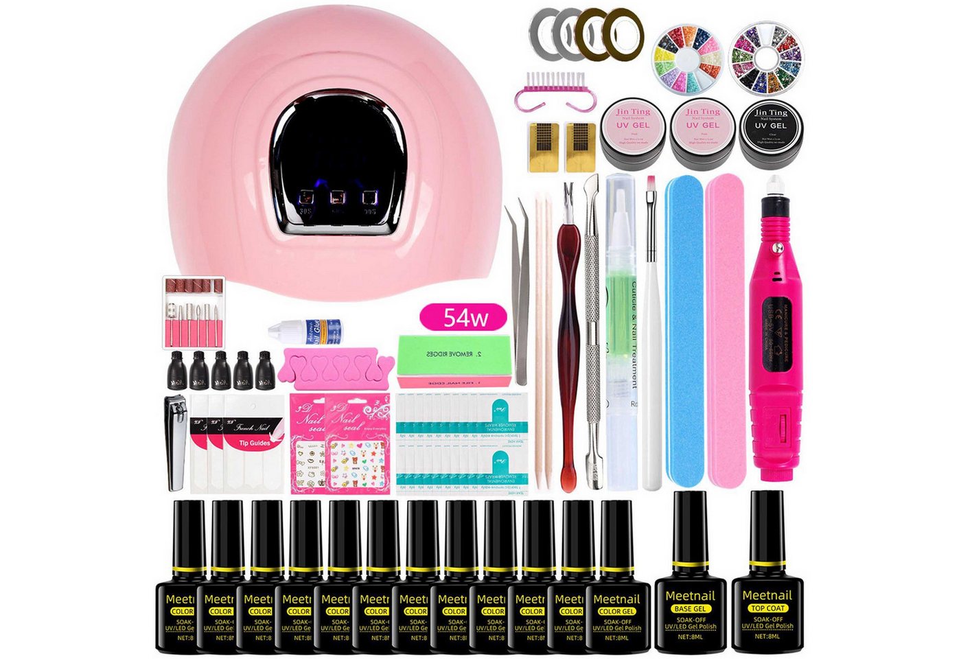 KINSI Lichthärtungsgerät Nagellack Set, 8ml, DIY Nagelkunst, Nagelkunst set,Mit Maniküre-Licht, Komplettes Maniküreset für Anfänger/professionelle Nagelkünstler
