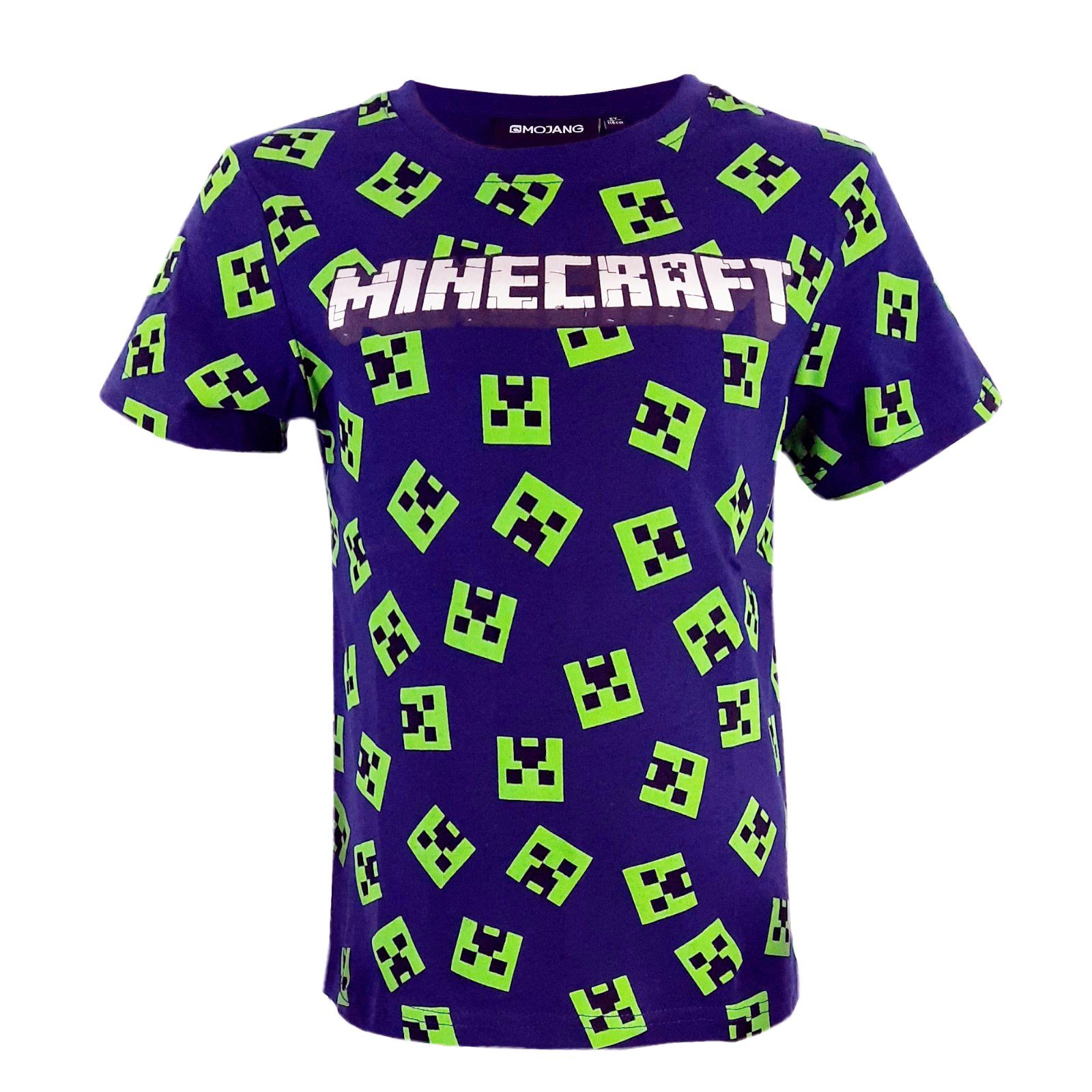 Minecraft Print-Shirt Minecraft Creeper Kinder Jungen T-Shirt Gr. 116 bis 128, 100% Baumwolle