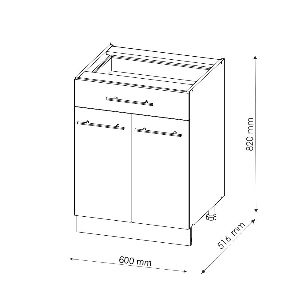 Vicco Unterschrank Fame-Line, Bordeaux Hochglanz/Eiche 60cm, günstig online kaufen