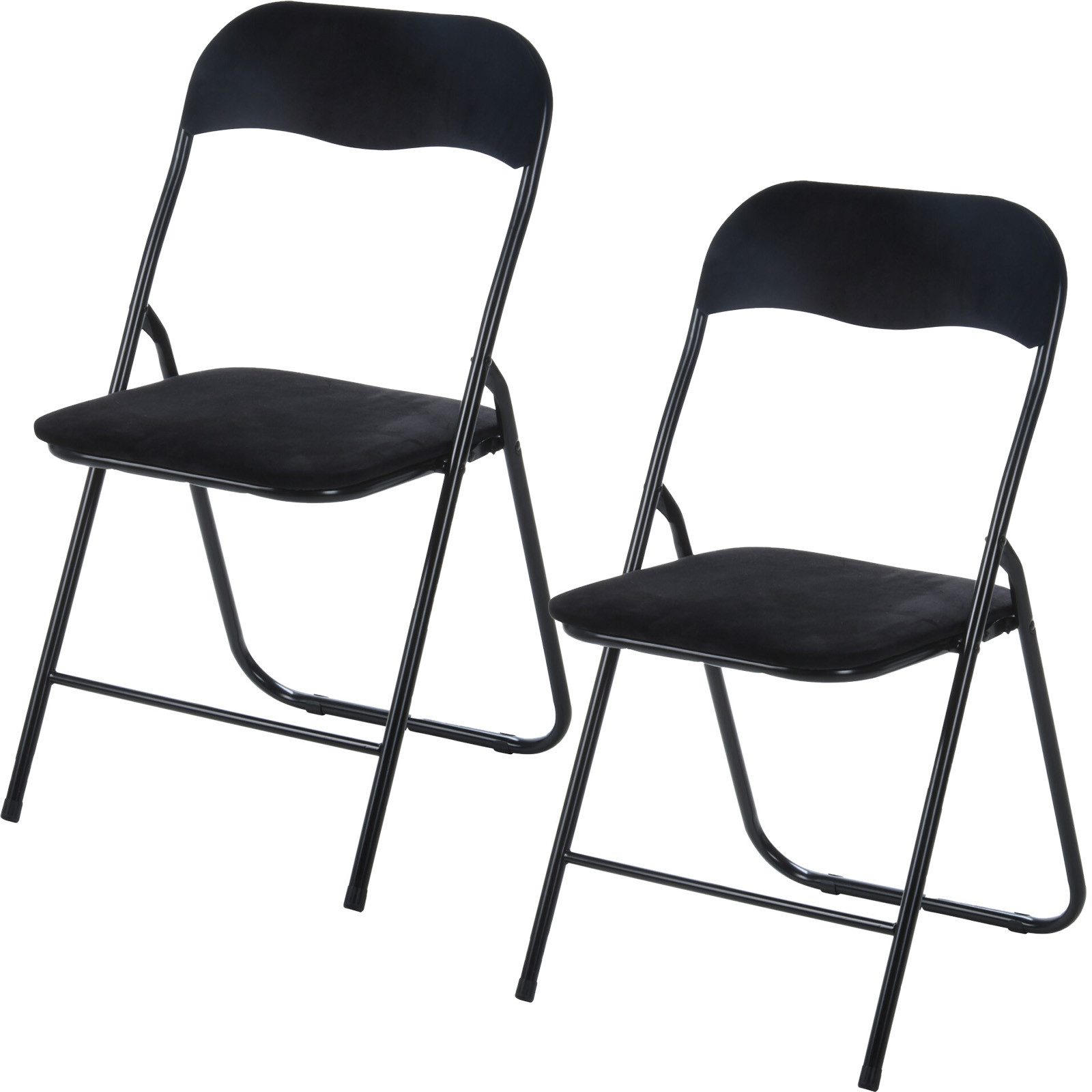 Koopman Klappstuhl Metallstuhl Stoff Besucher 3 Farben 2 er Set (2 St), 2 Stk, Samt-Bezug, 80x44x48cm, Schwarz, klappbar