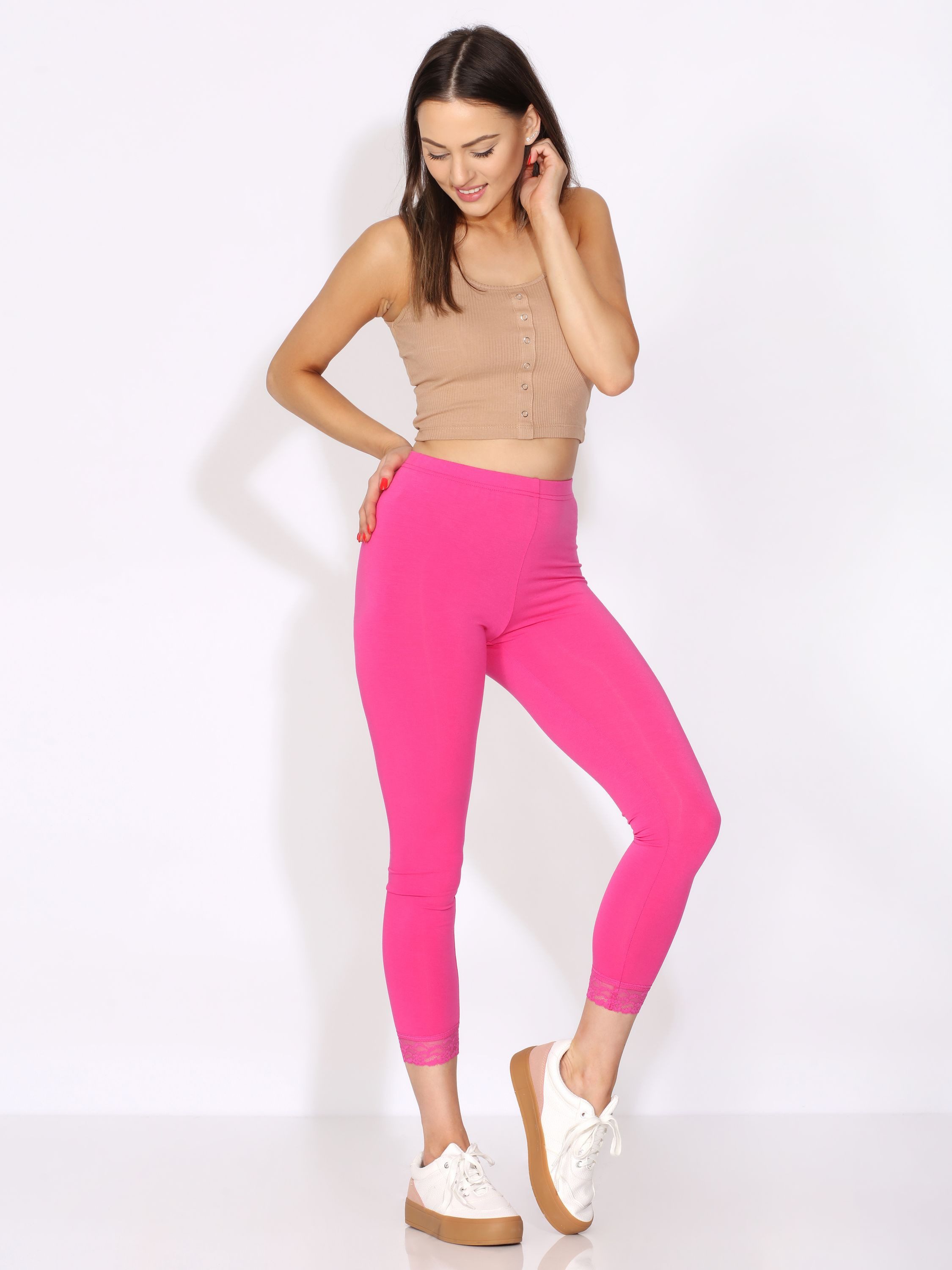 Merry Style Leggings Damen 7/8 Hose mit Spitze MS10-342 (1-tlg) aus Viskose