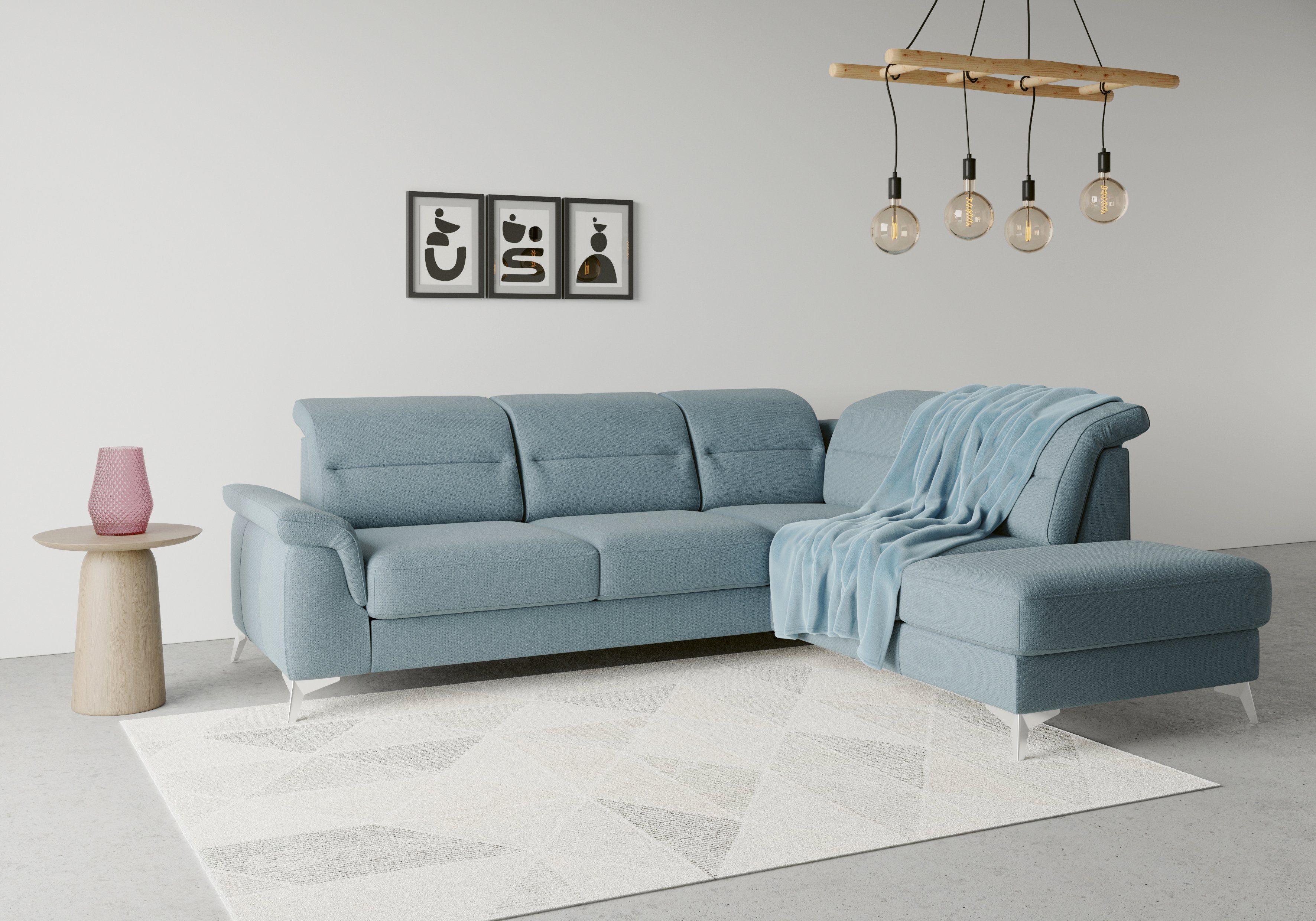 Ecksofa mit Armteilfunktion Kopfteilverstellung Sinatra, und mane, mit sit&more optional