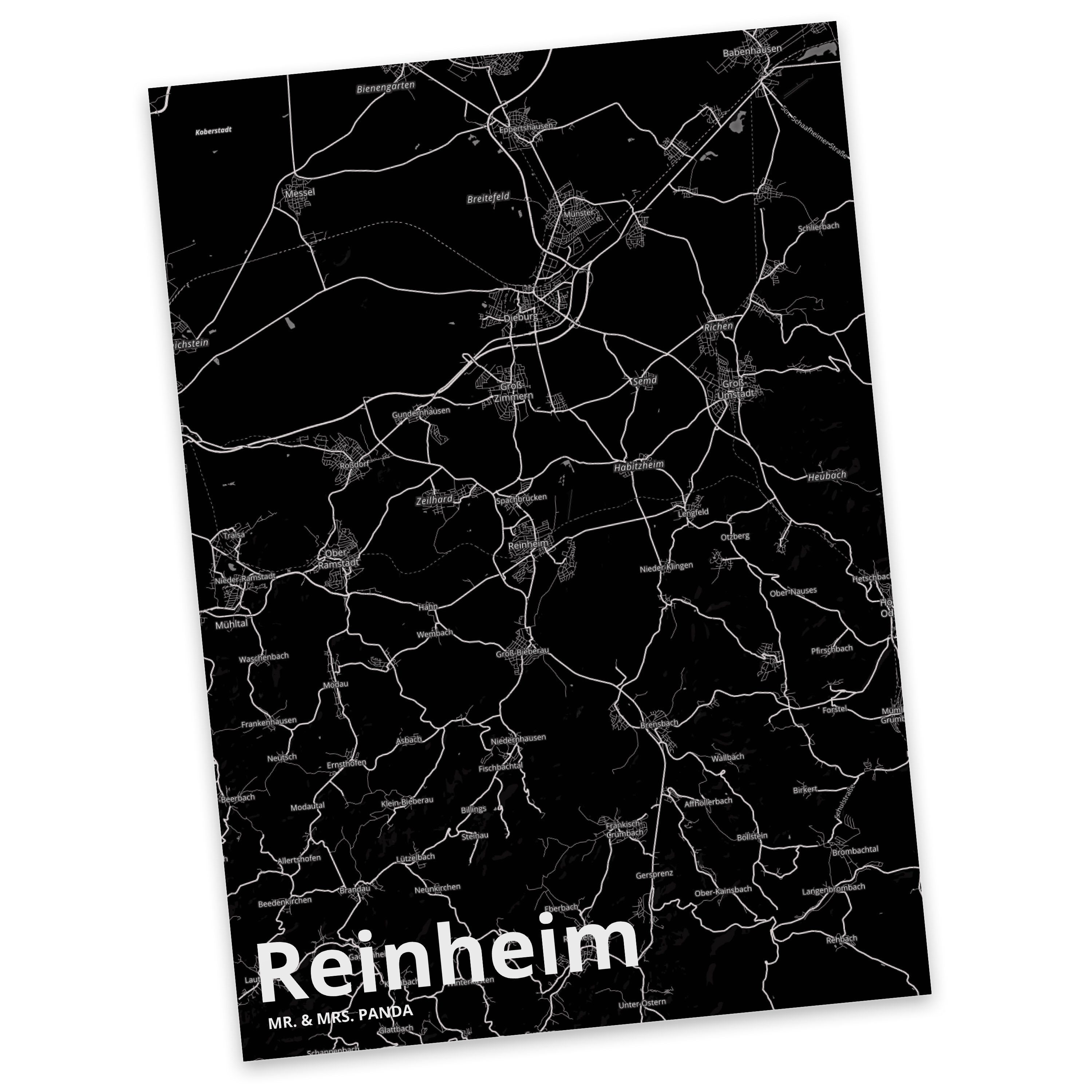 Mr. & Mrs. Panda Postkarte Reinheim - Geschenk, Stadt Dorf Karte Landkarte Map Stadtplan, Städte