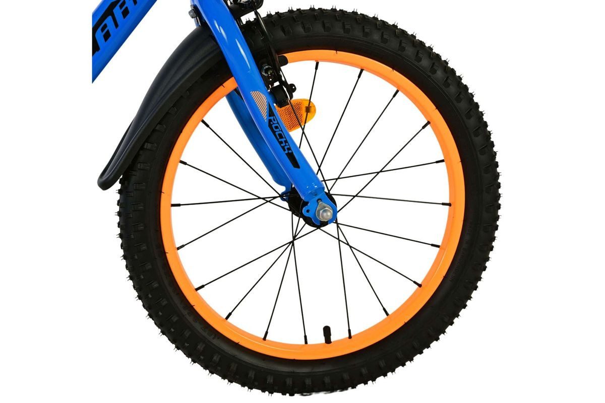 Volare Kinderfahrrad 18 Zoll Kinder Fahrrad Kinderfahrrad MTB Rad Bike Rocky Blau 51850, 1 Gang, Rücktritt, Seitenständer, Schutzbleche, Kettenschutz, Stützräder