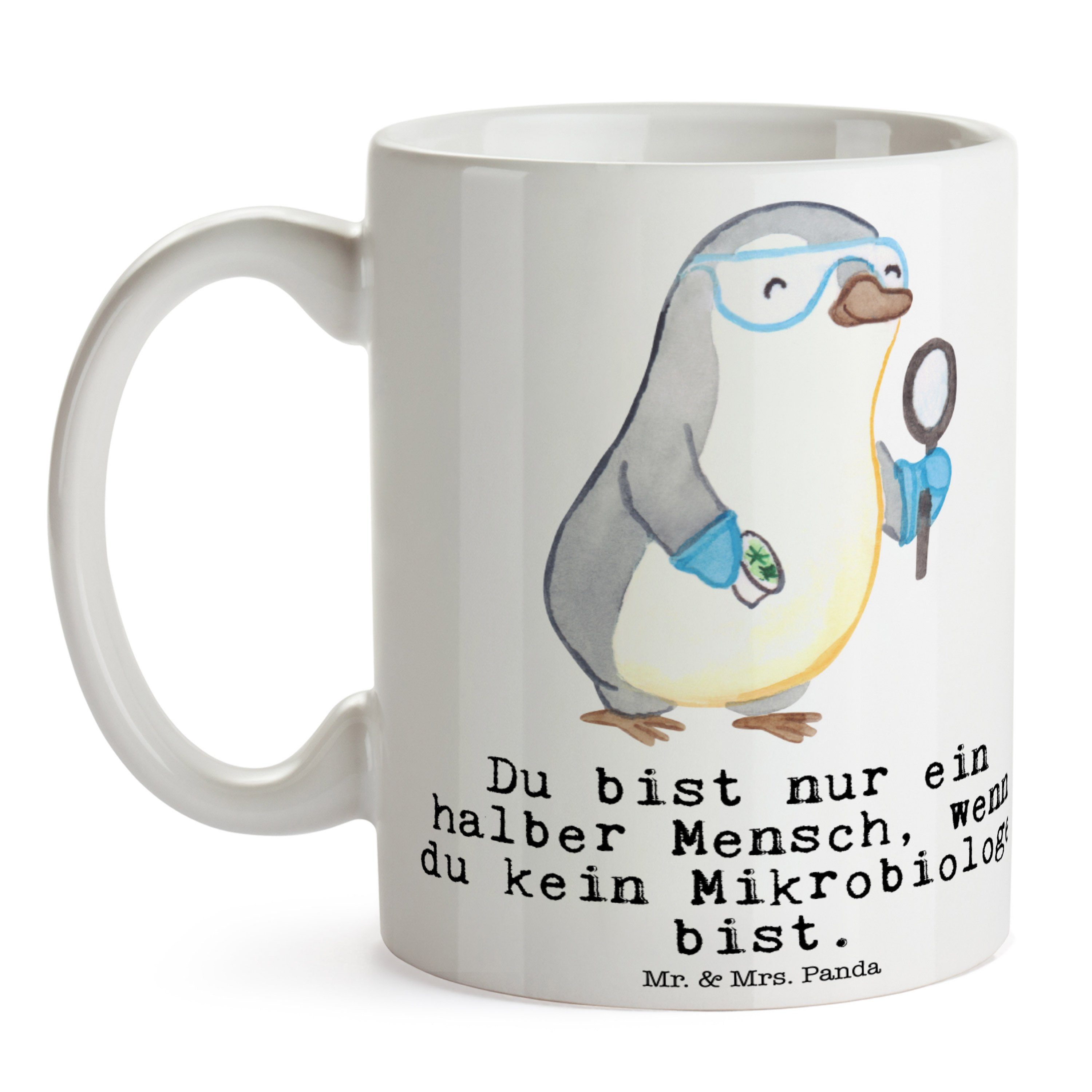 Tasse & Weiß Mr. Tasse Mrs. Sprüche, Mikrobiologe - Keramik experimentell, Geschenk, Herz - mit Panda