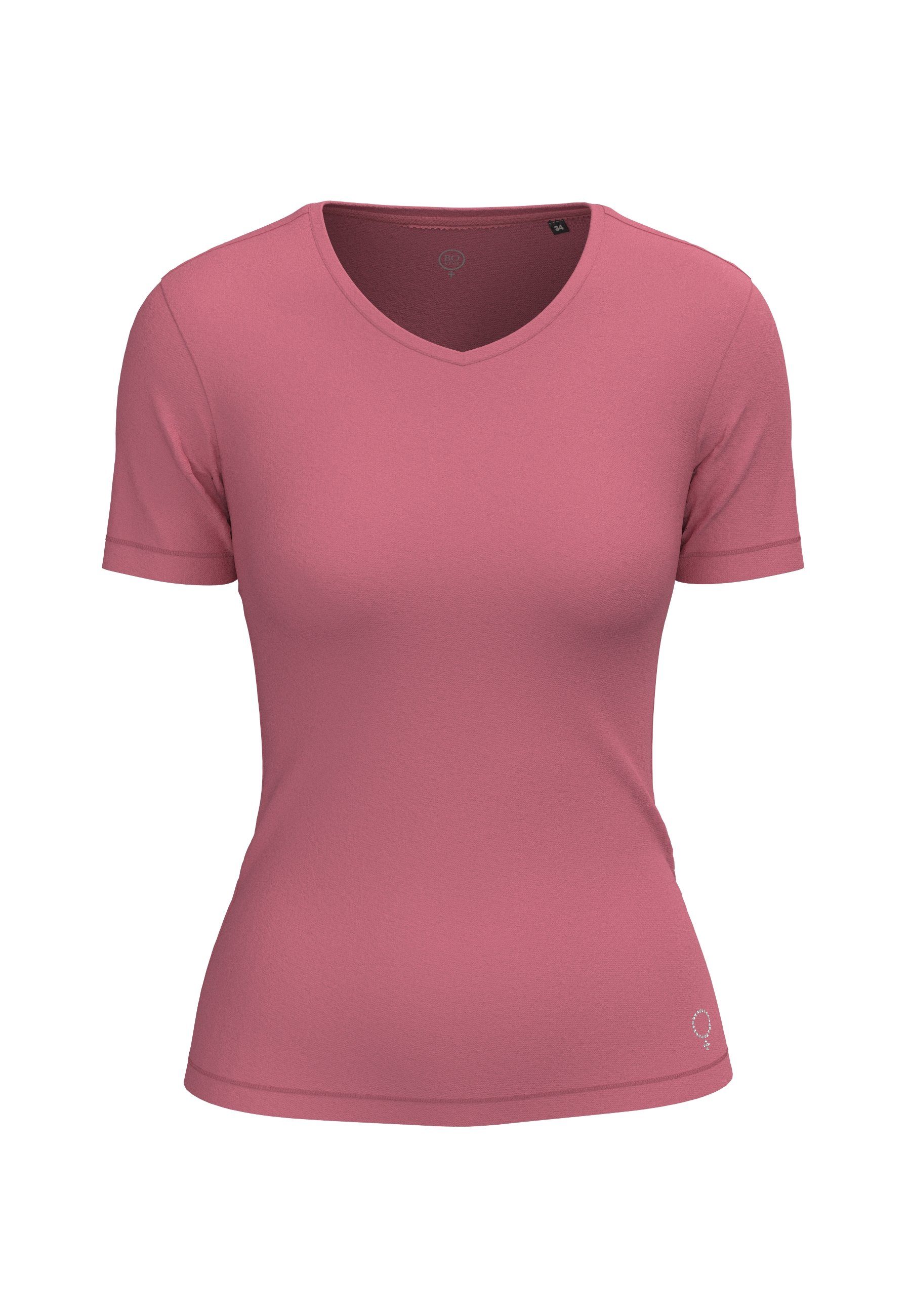 BOVIVA Kurzarmshirt Venus (1-tlg) basic in uni deep rose | V-Shirts